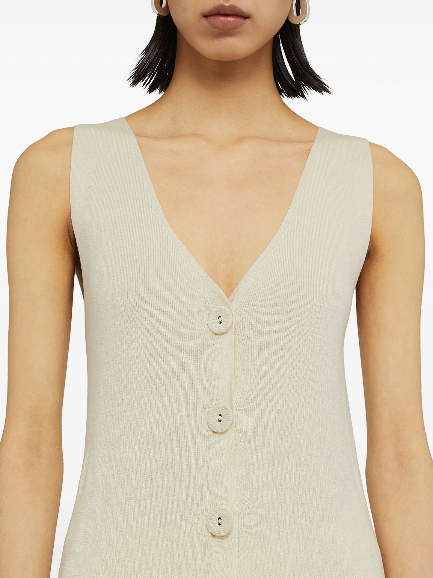 V-neck ribbed midi dress