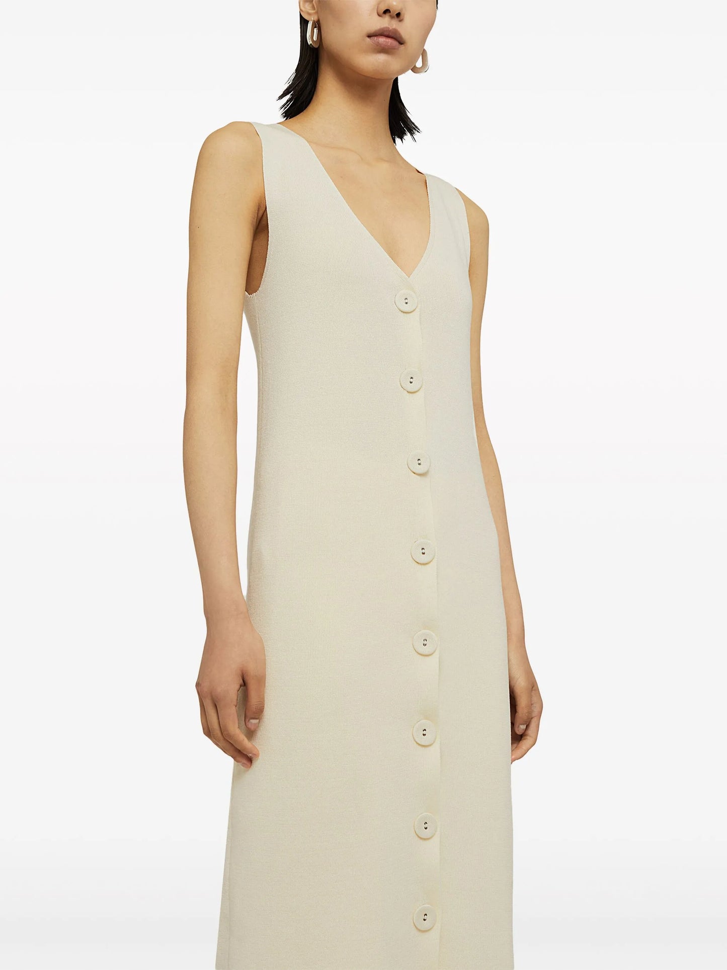 V-neck ribbed midi dress