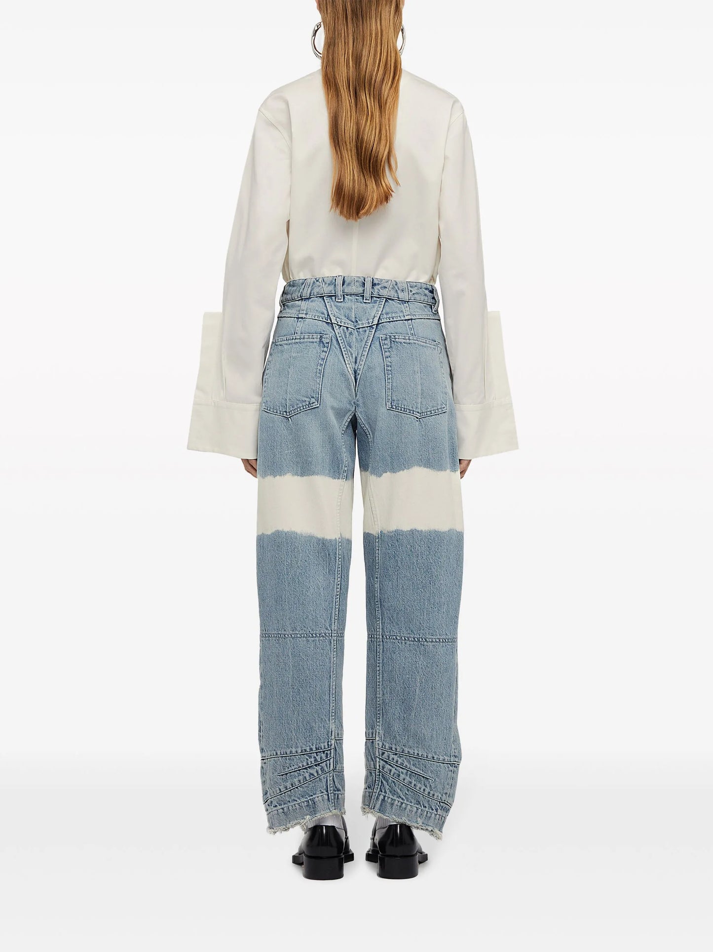 high-waist colour-block jeans