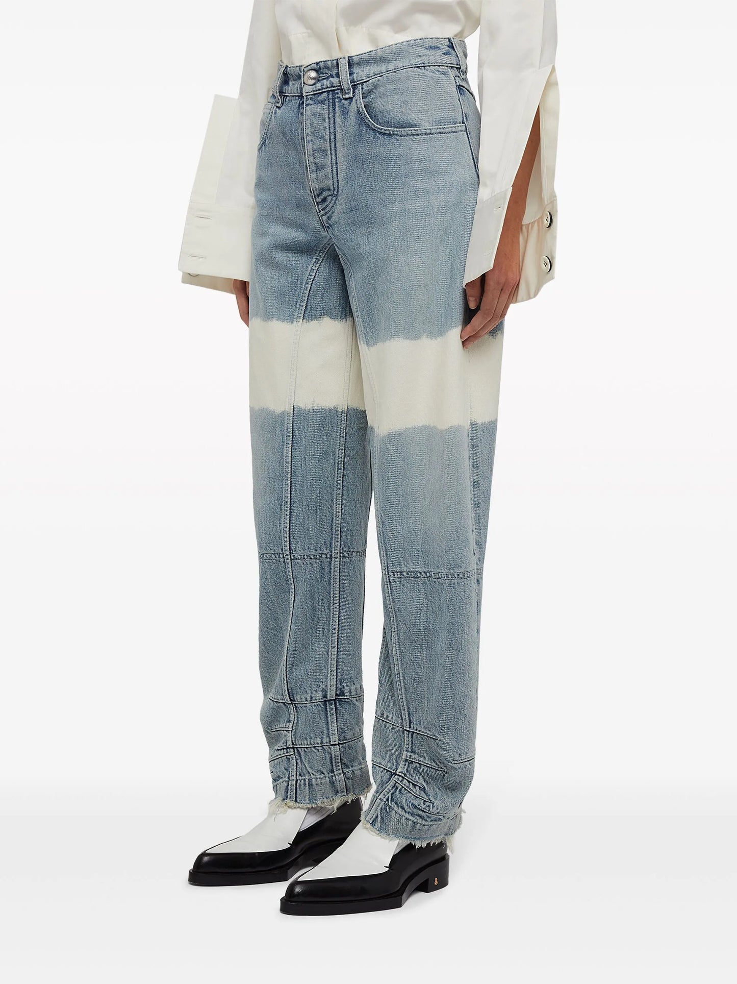 high-waist colour-block jeans