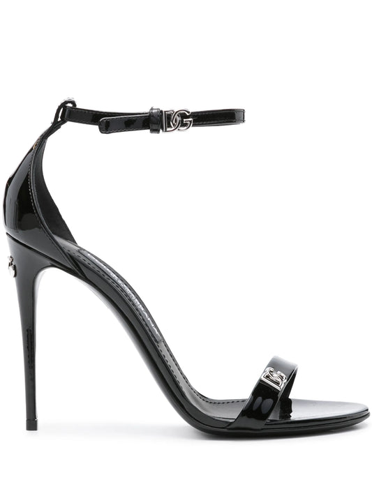 logo-plaque patent sandals