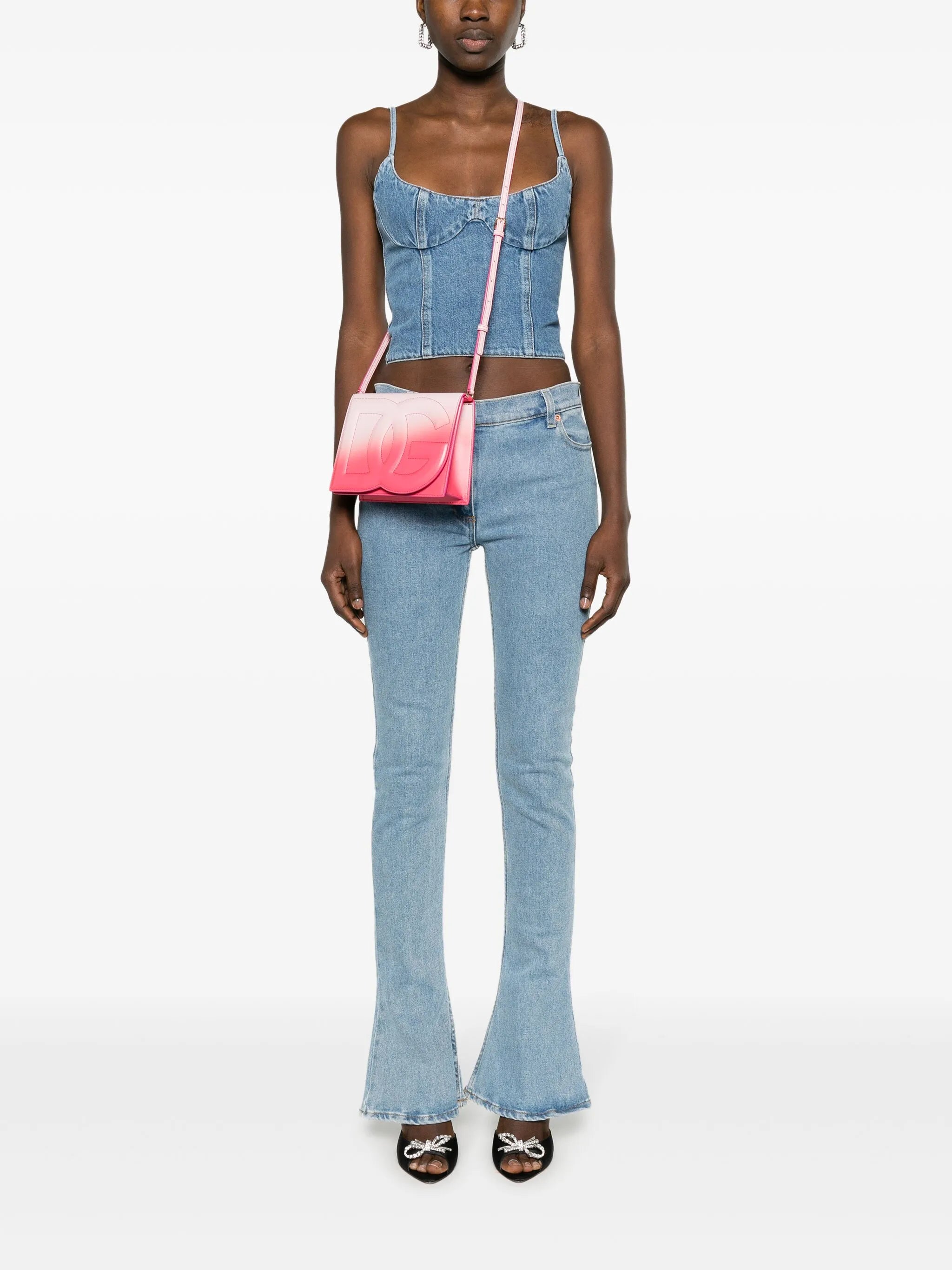 logo-embroidered leather crossbody bag