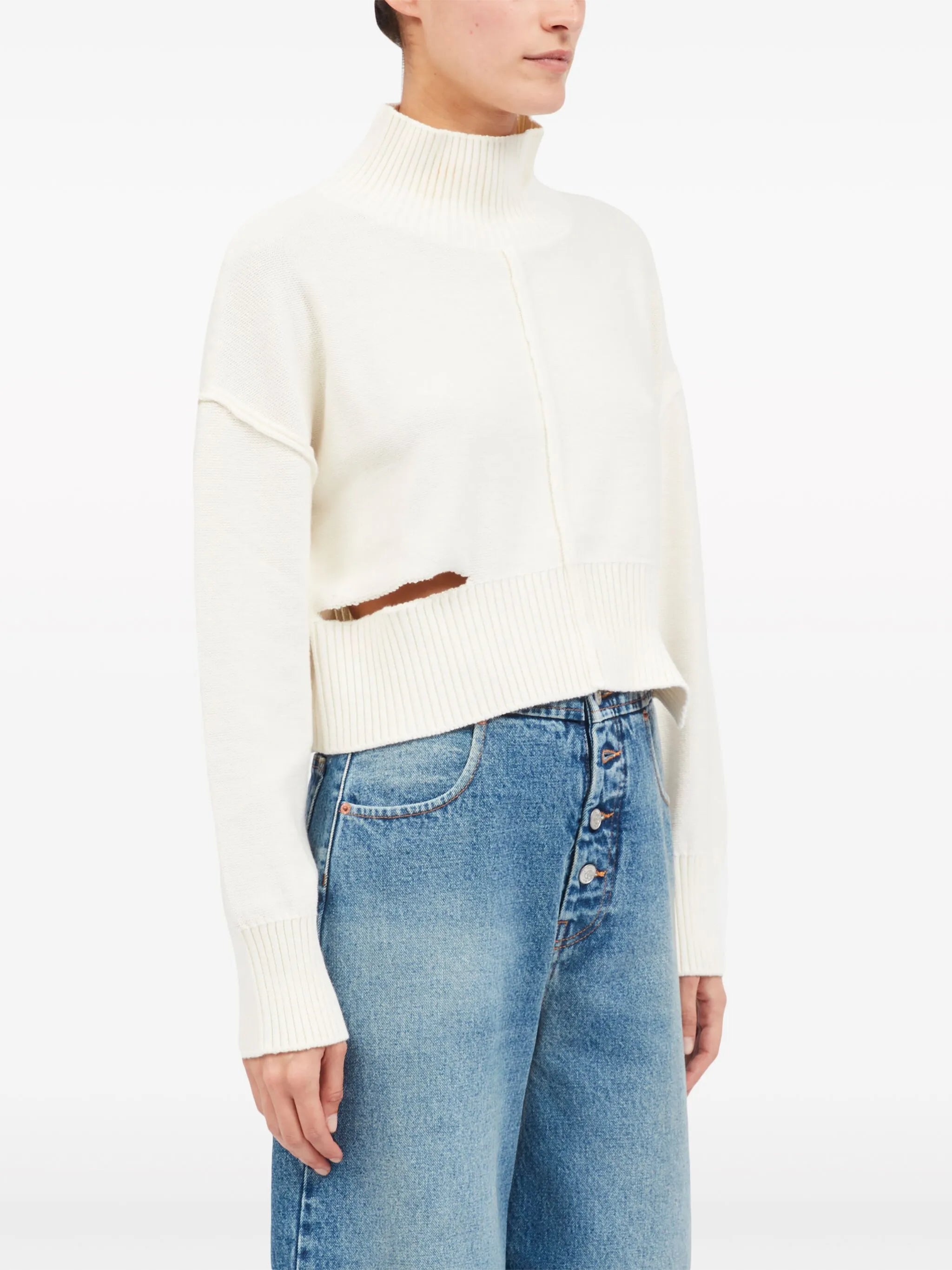 high-neck cut-out jumper