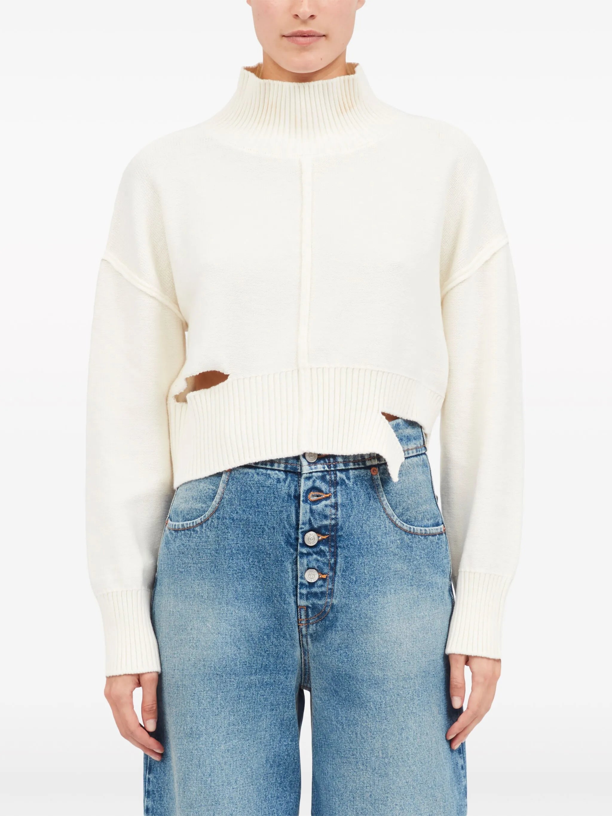 high-neck cut-out jumper