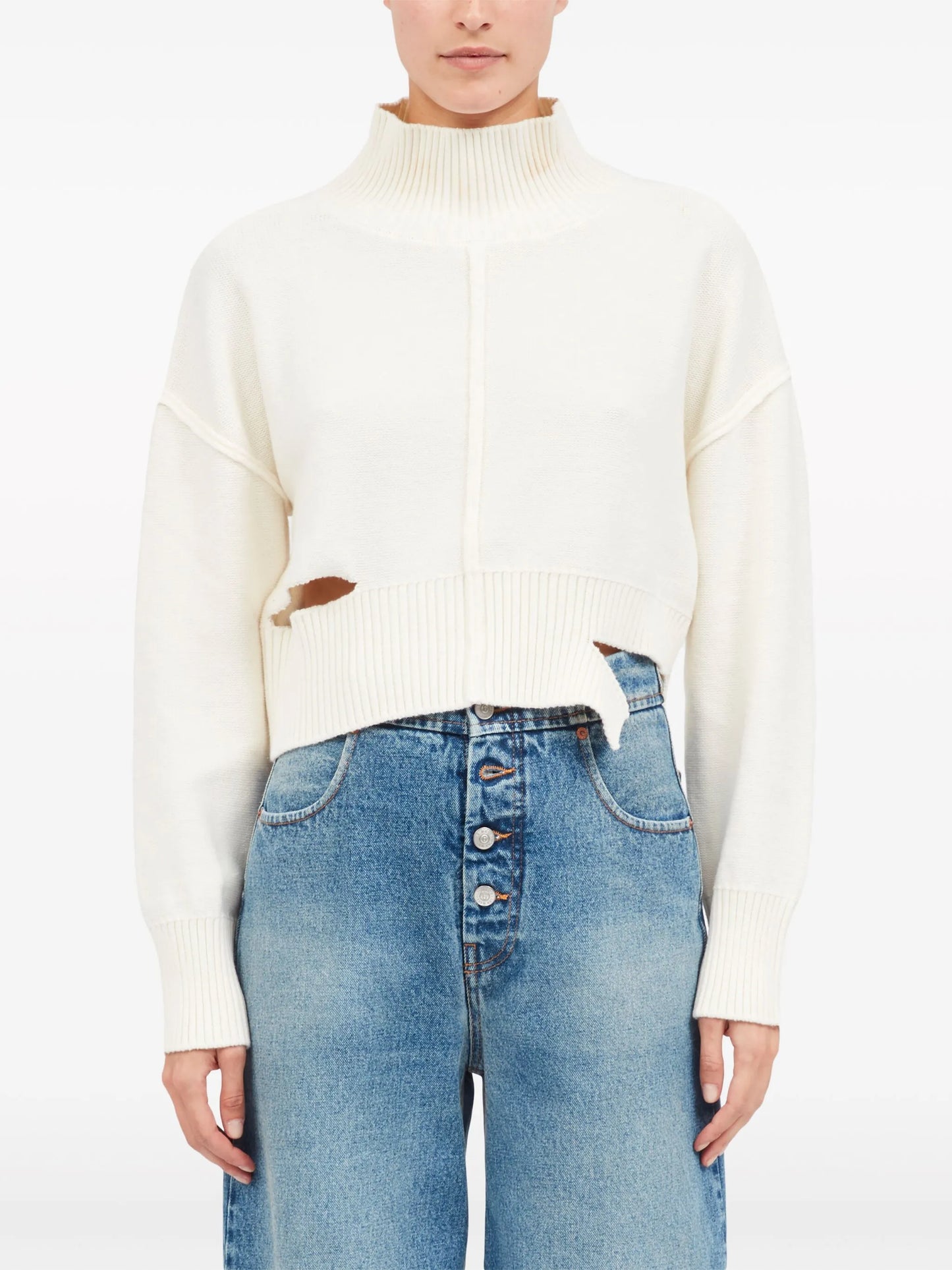 high-neck cut-out jumper