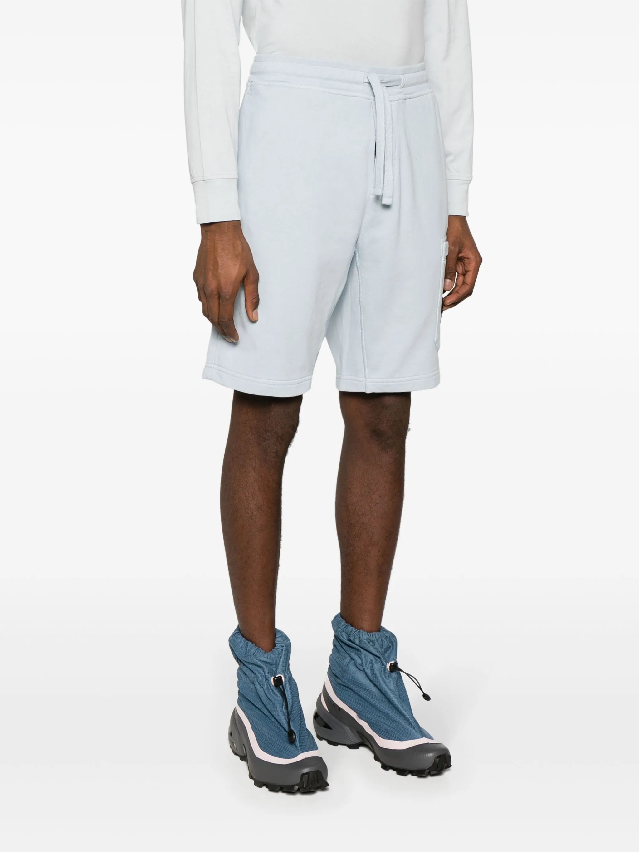 Compass-appliqué cotton track shorts