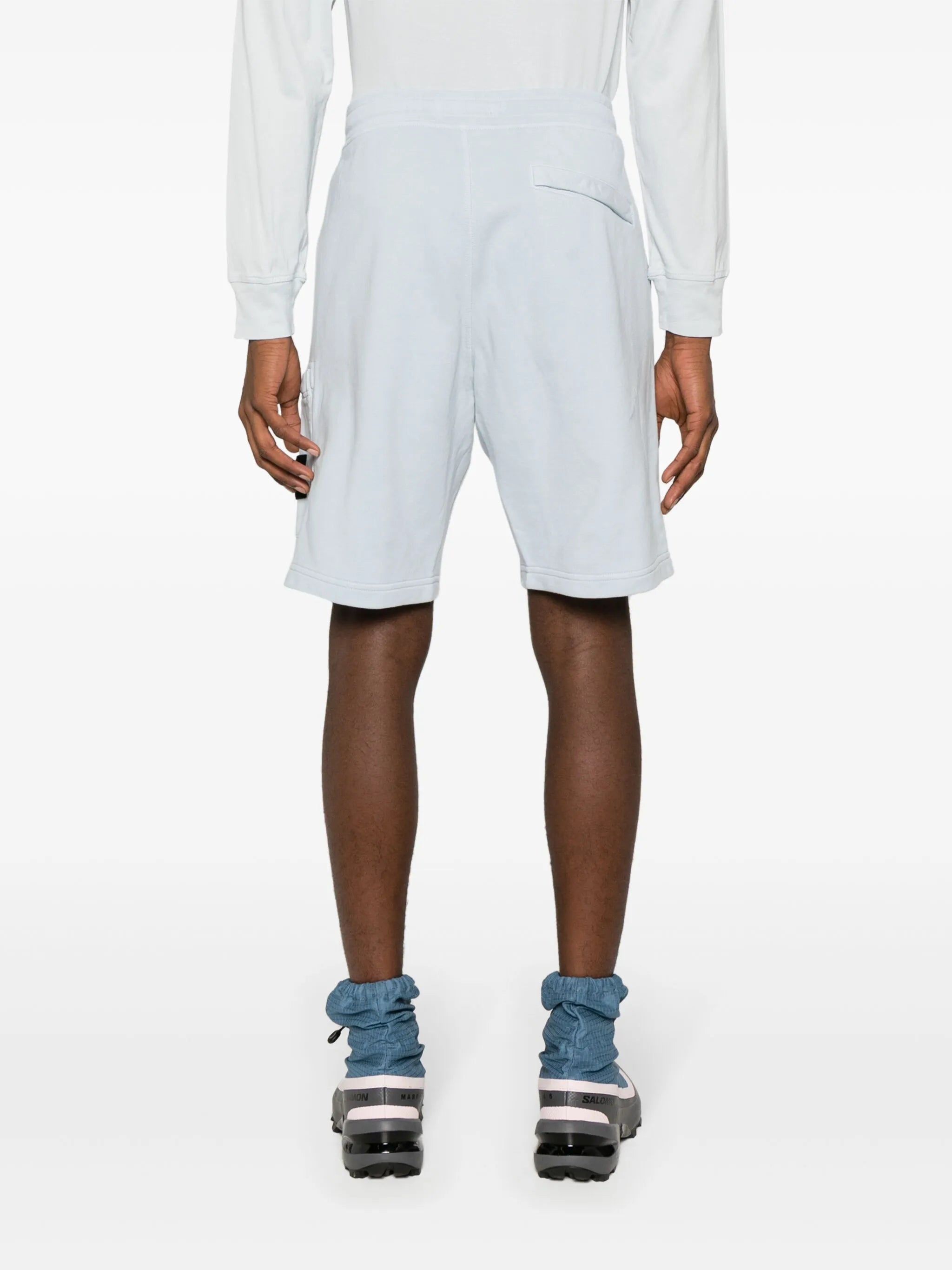 Compass-appliqué cotton track shorts
