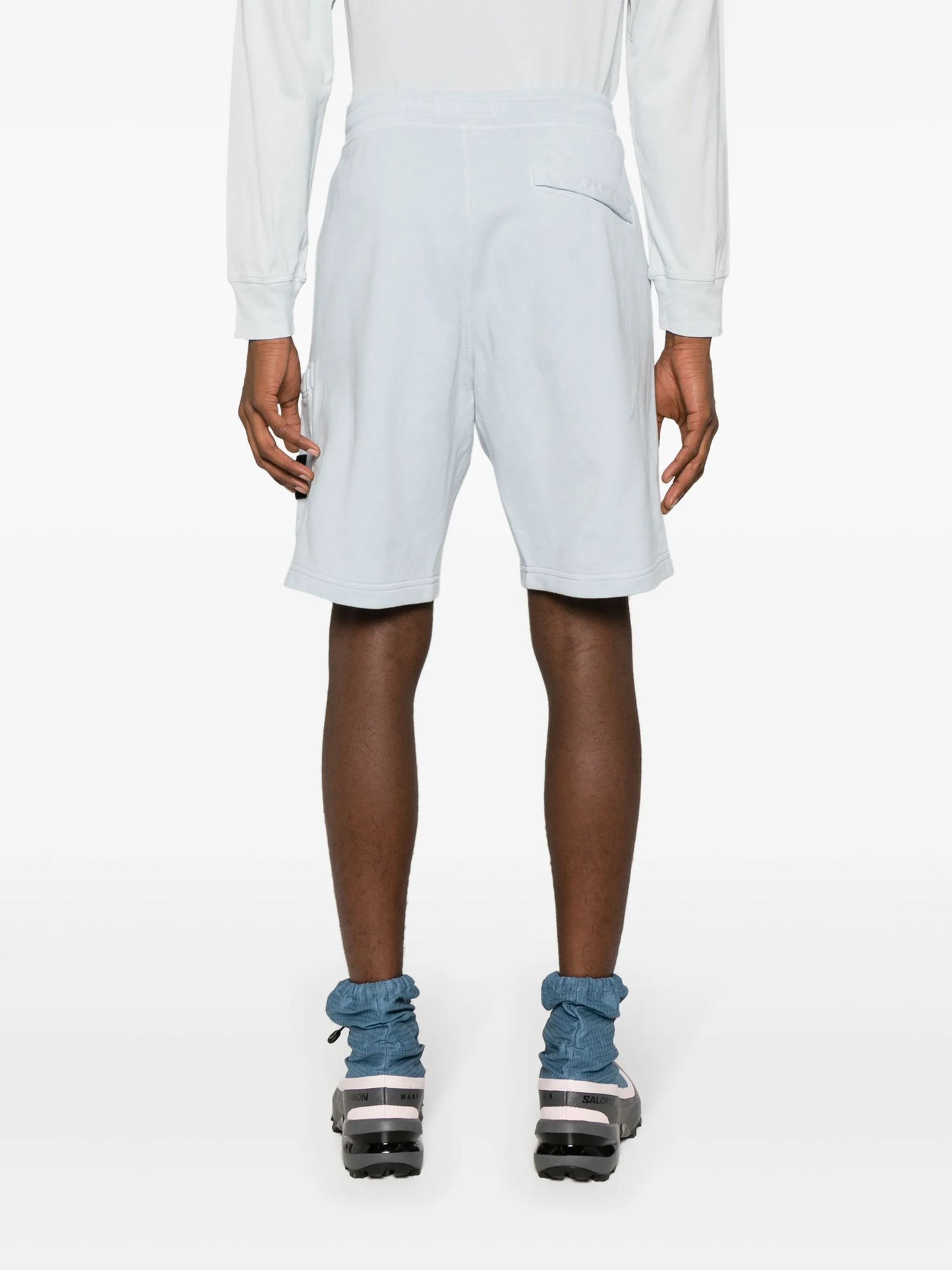 Compass-appliqué cotton track shorts