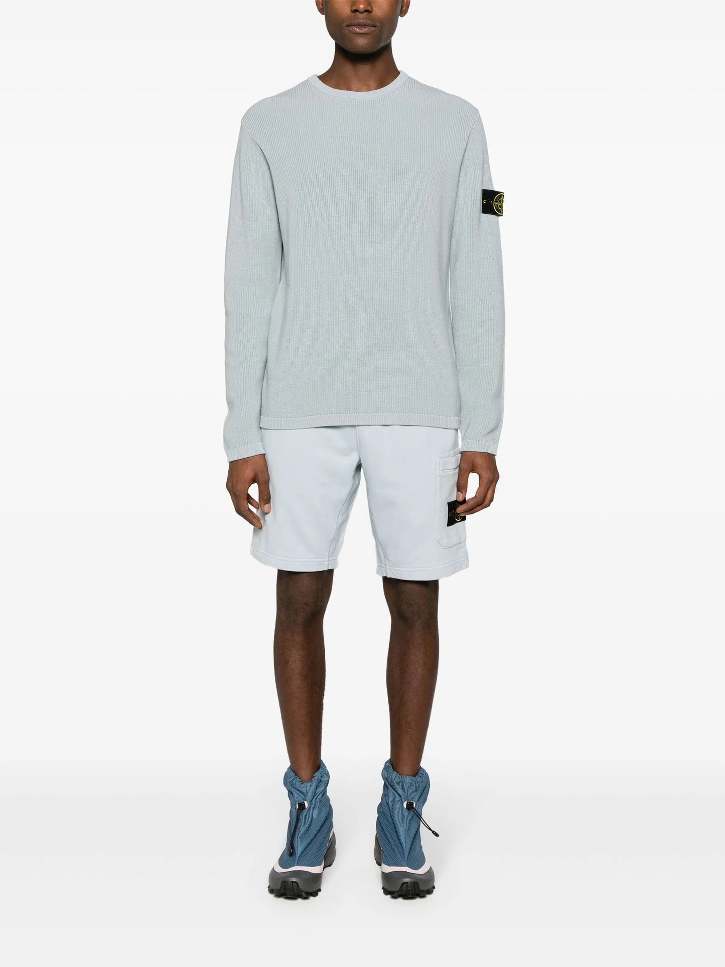 Compass-appliqué cotton track shorts