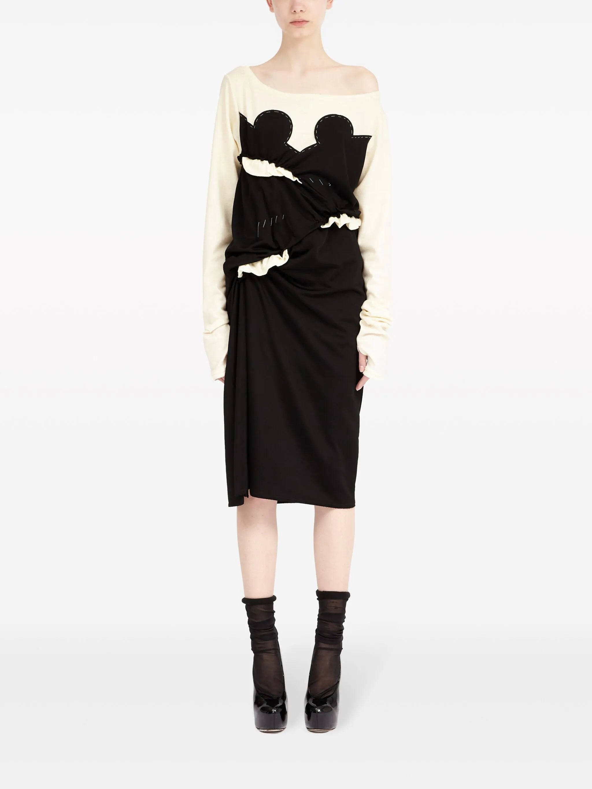 Spliced-jersey midi dress