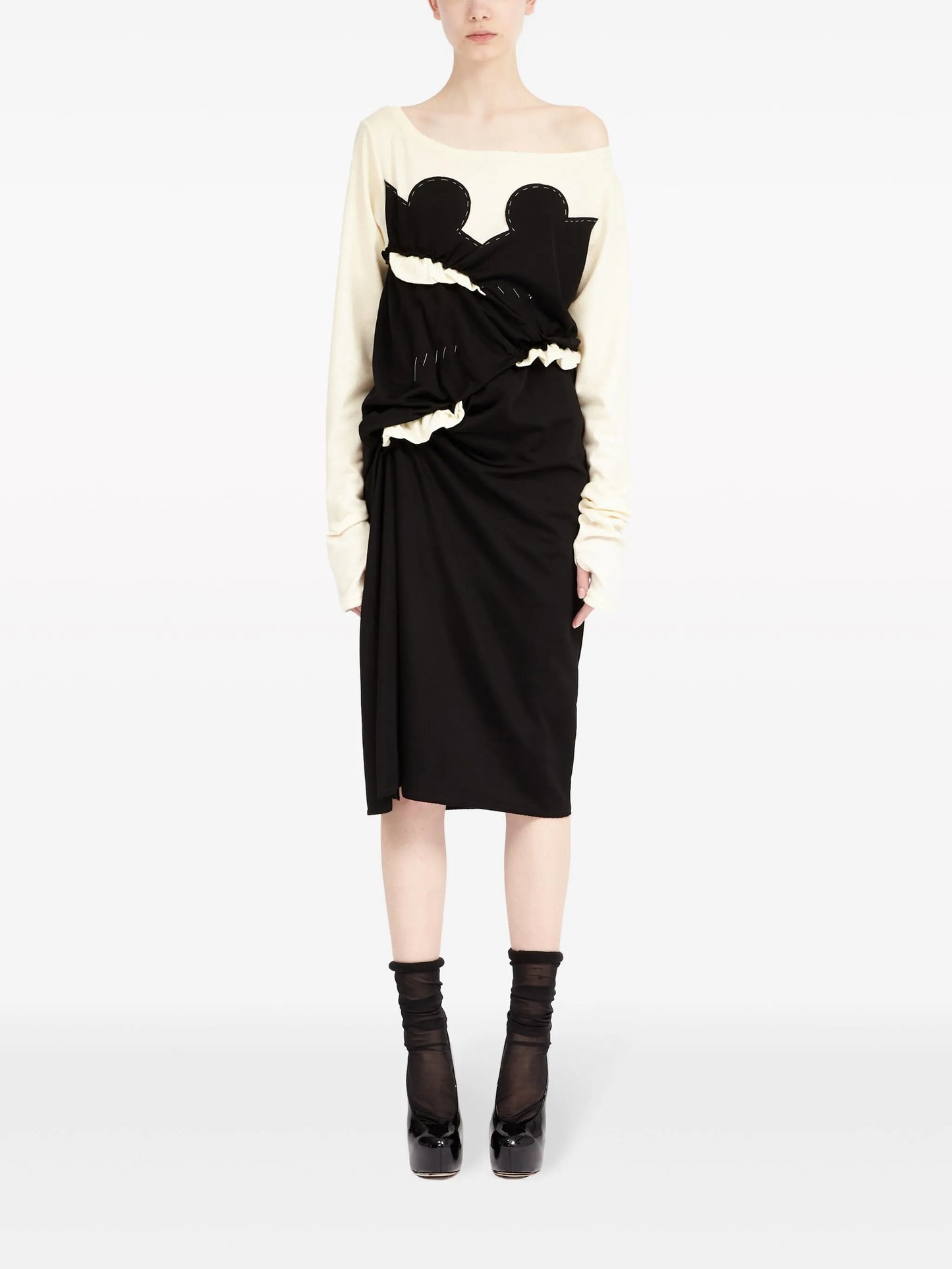Spliced-jersey midi dress
