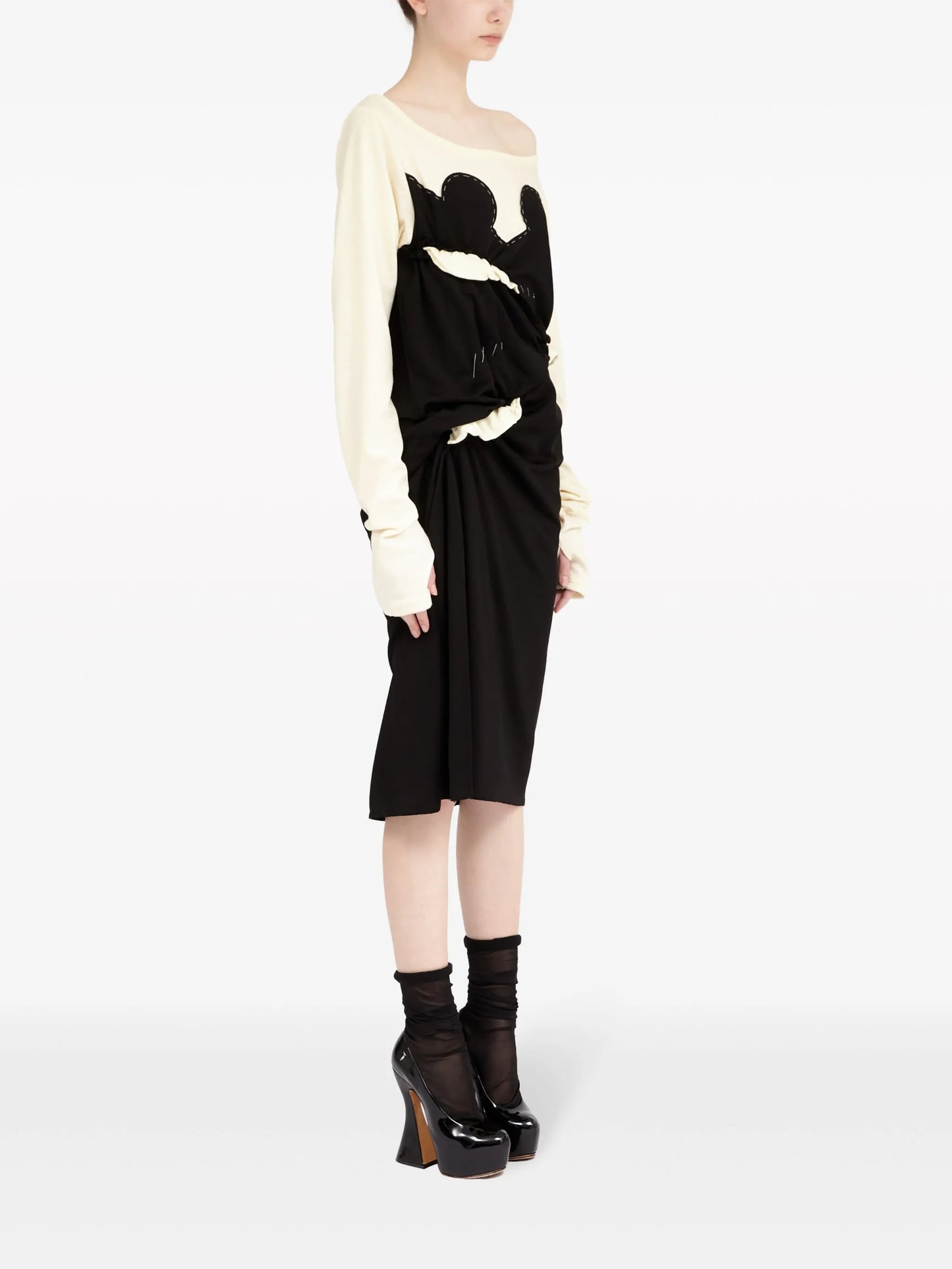 Spliced-jersey midi dress