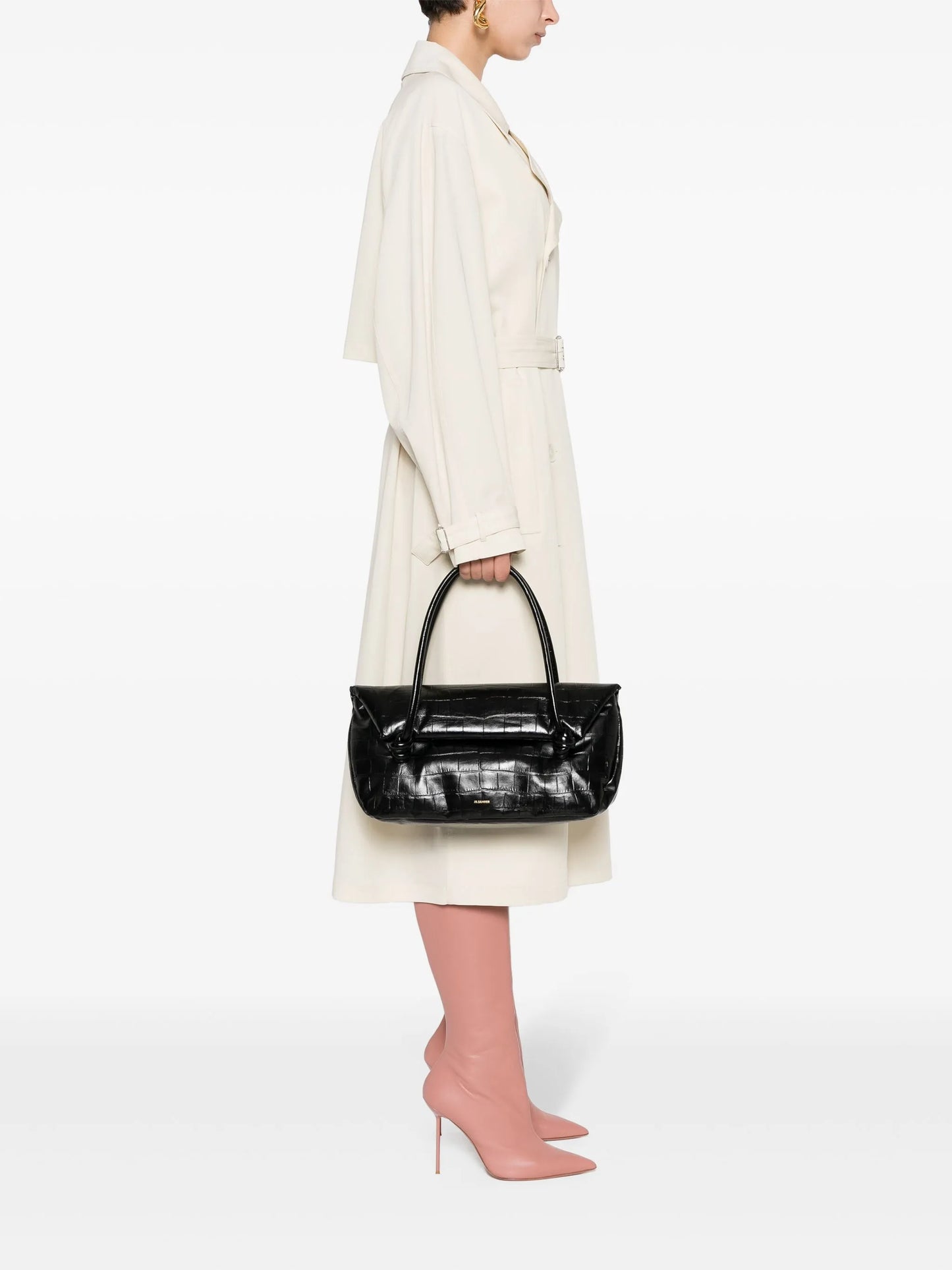 medium crocodile-effect shoulder bag