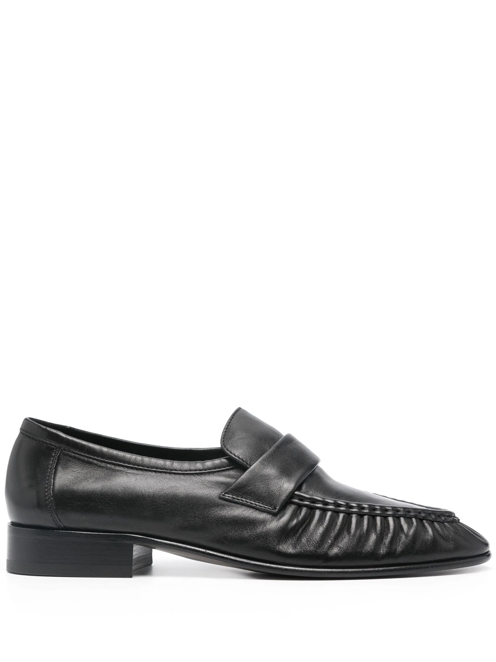 pleated leather loafers