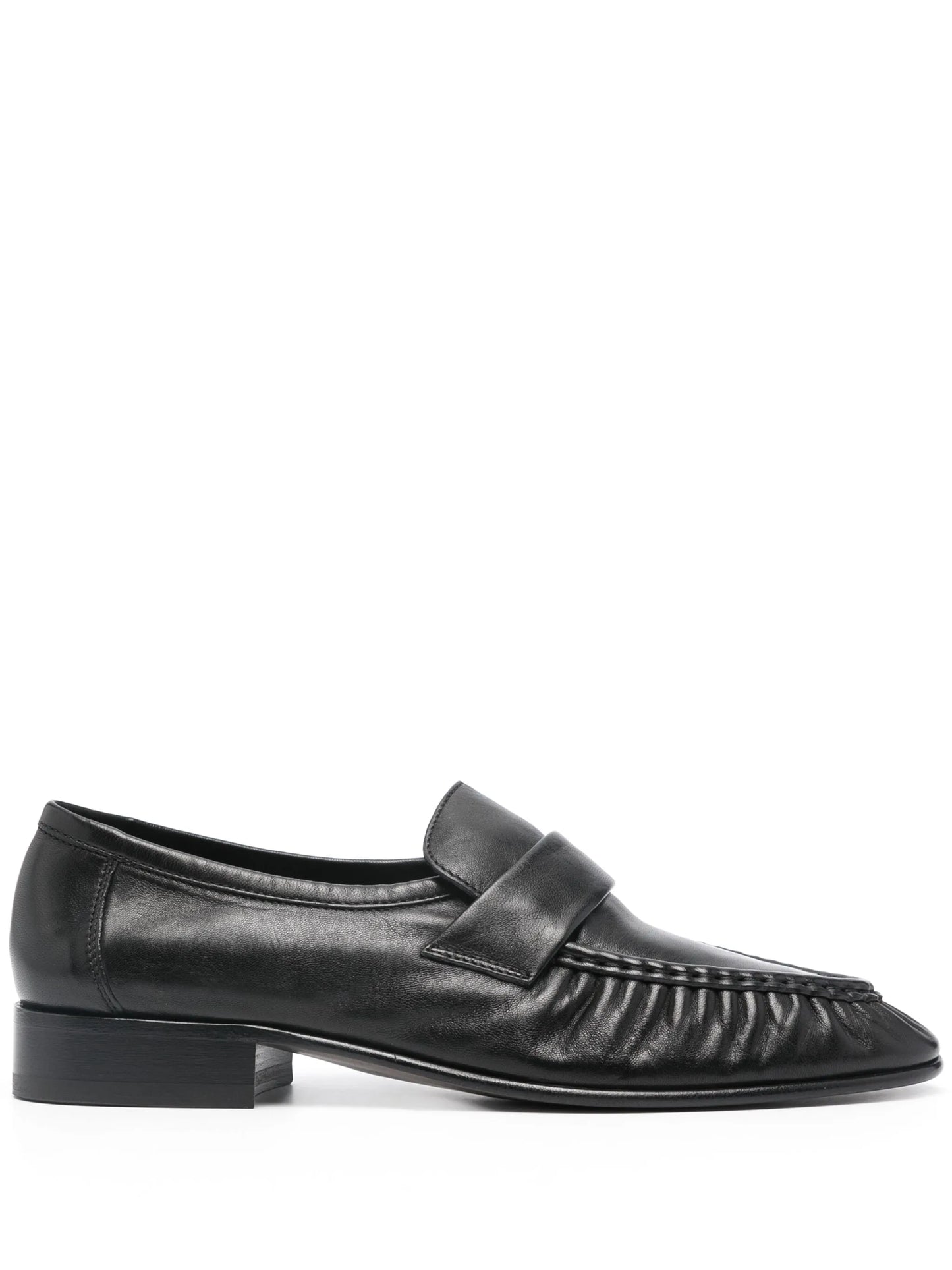 pleated leather loafers