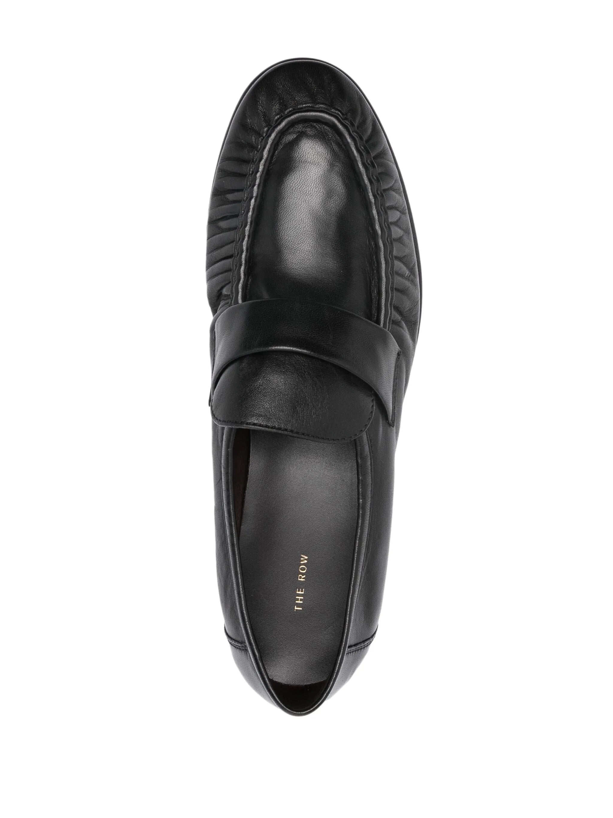 pleated leather loafers