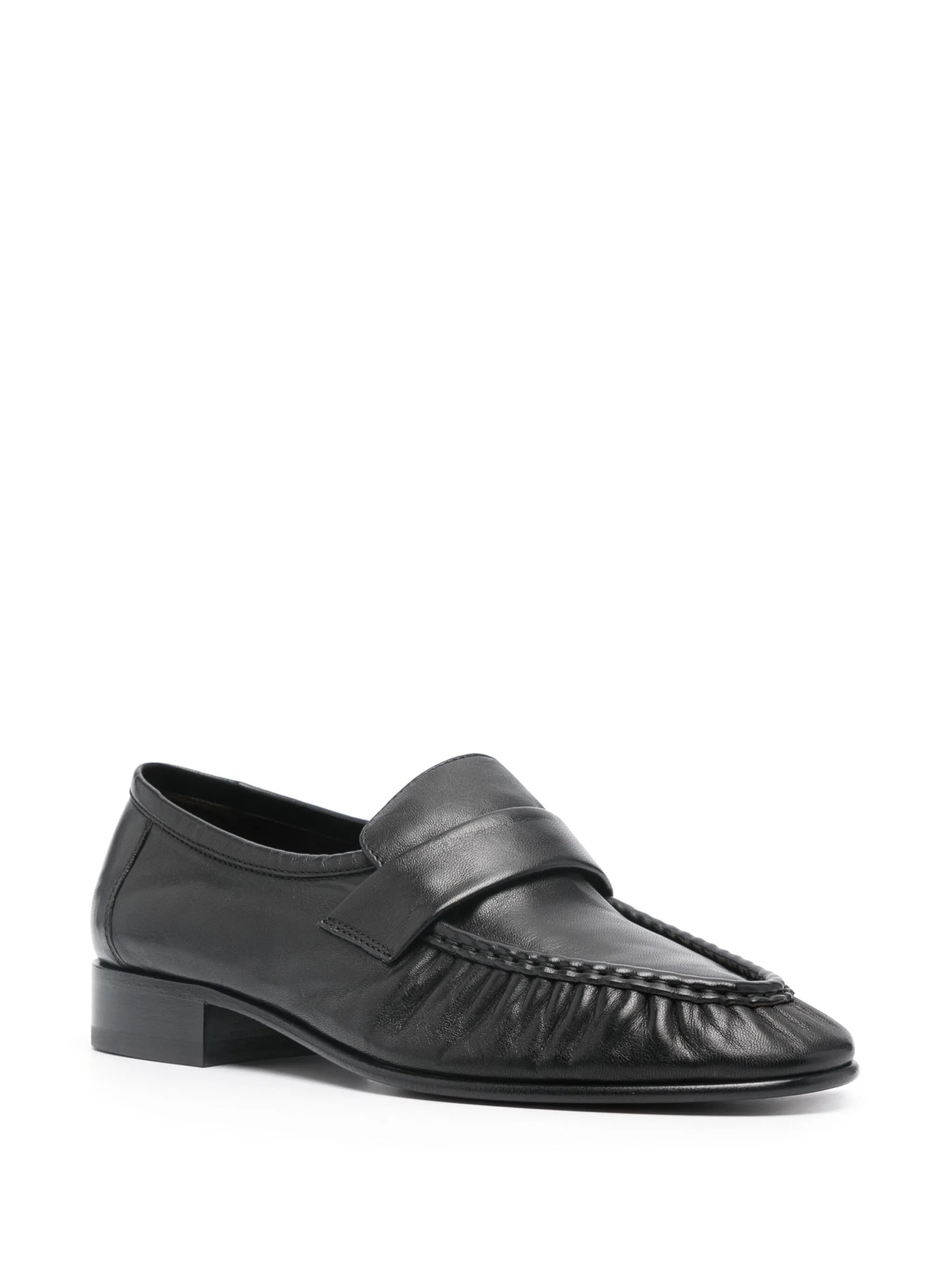 pleated leather loafers