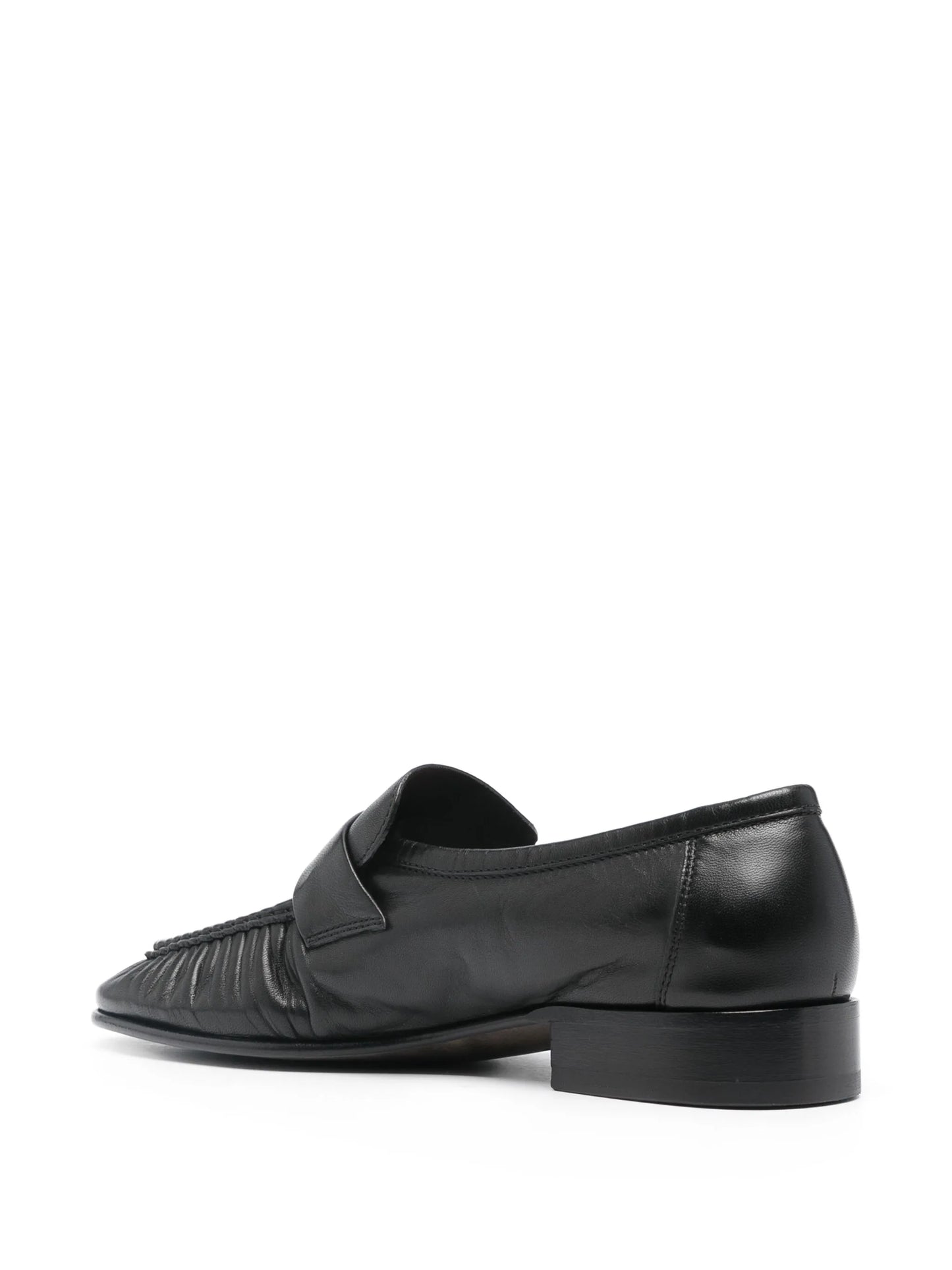 pleated leather loafers