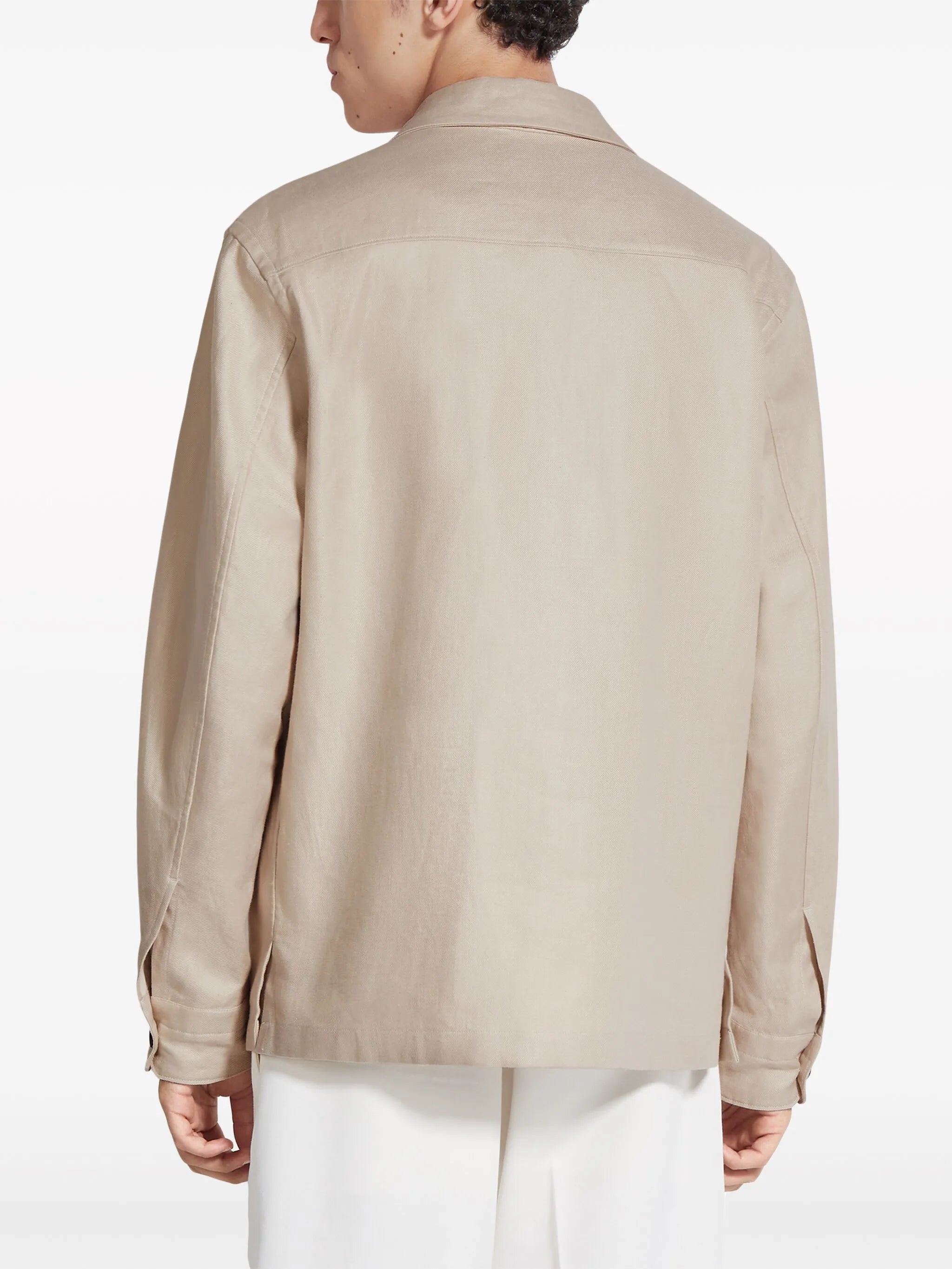 chest-pockets linen shirt
