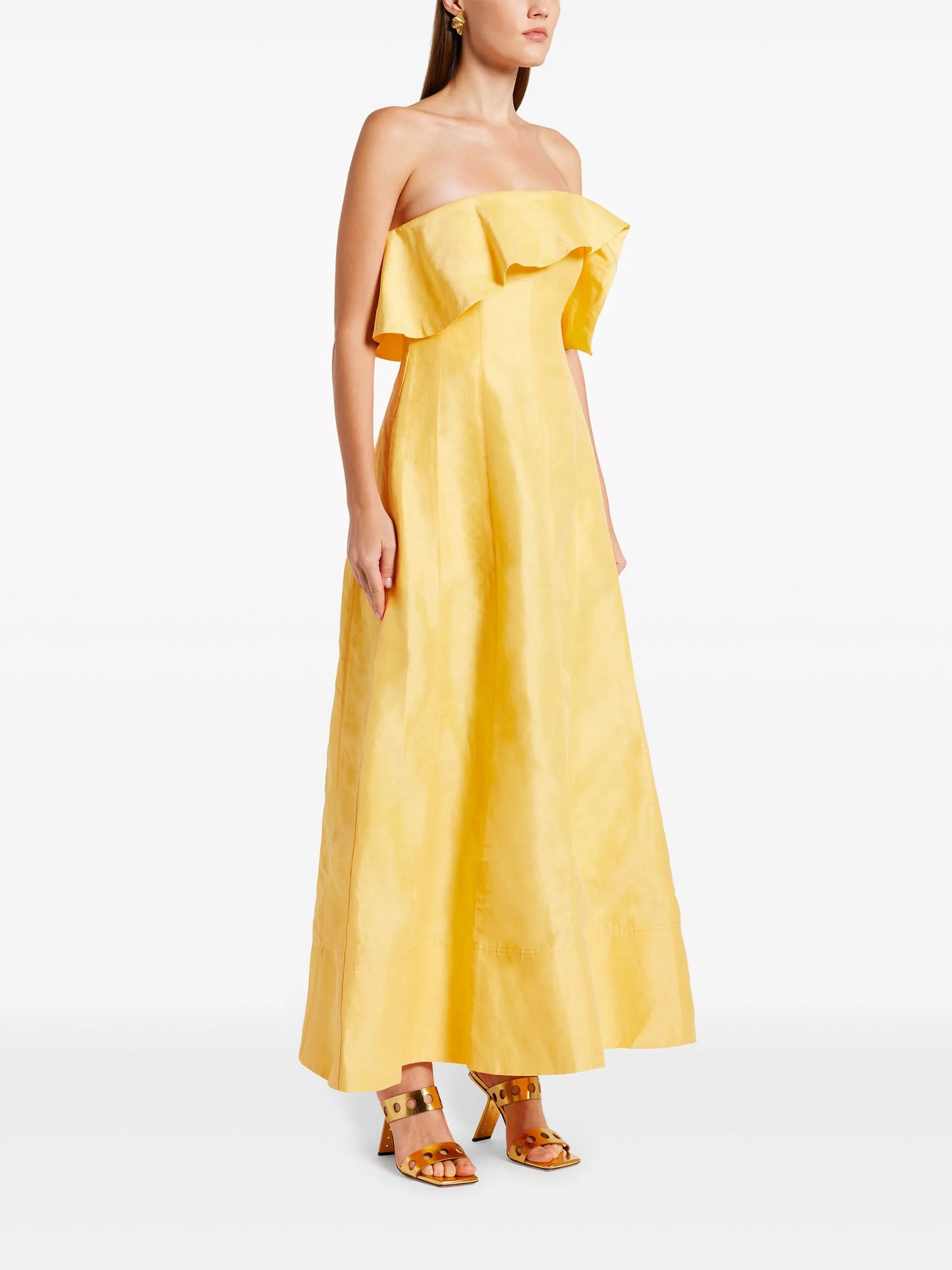 off-shoulder strapless gown