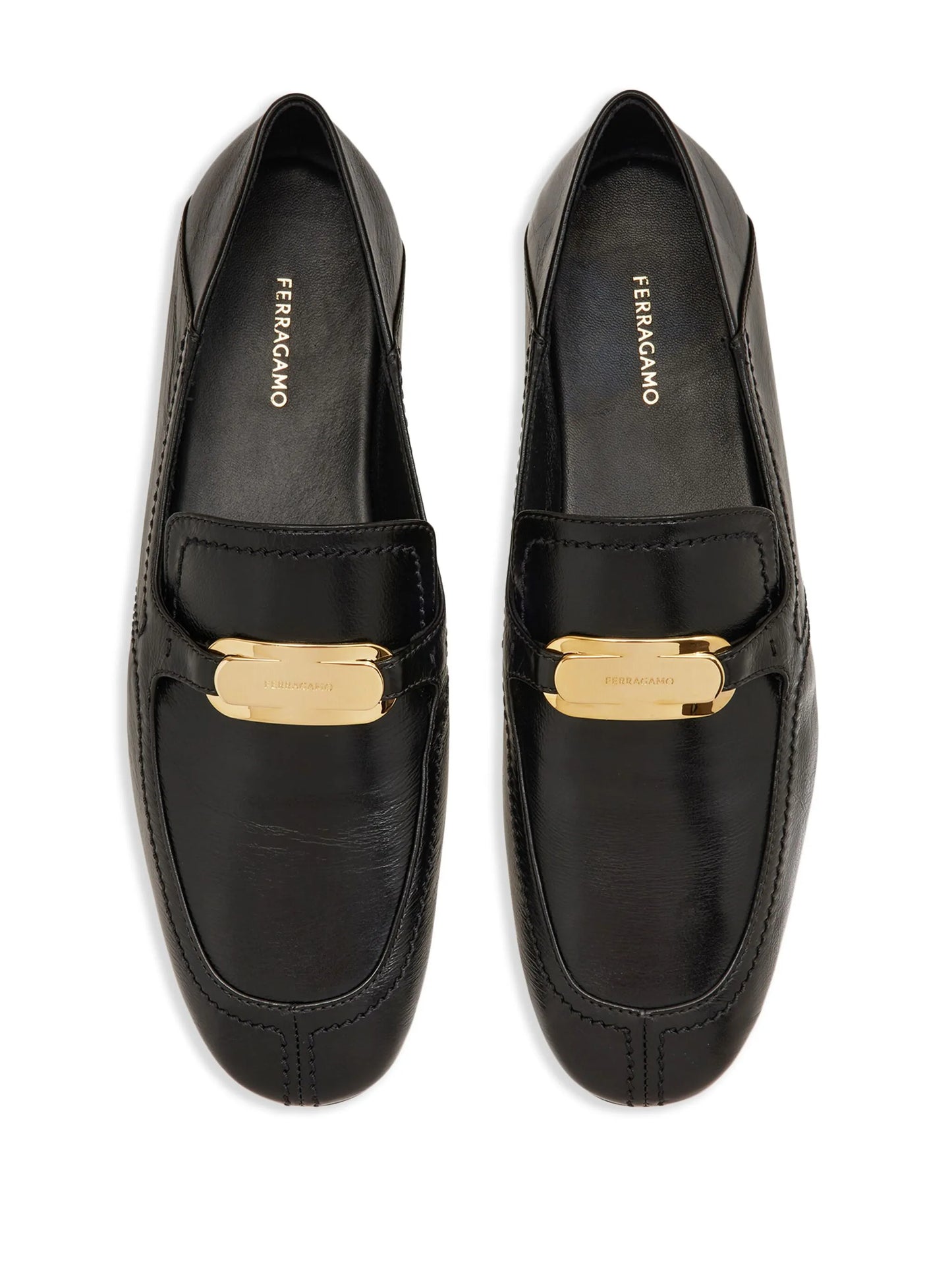 logo-plaque leather loafers