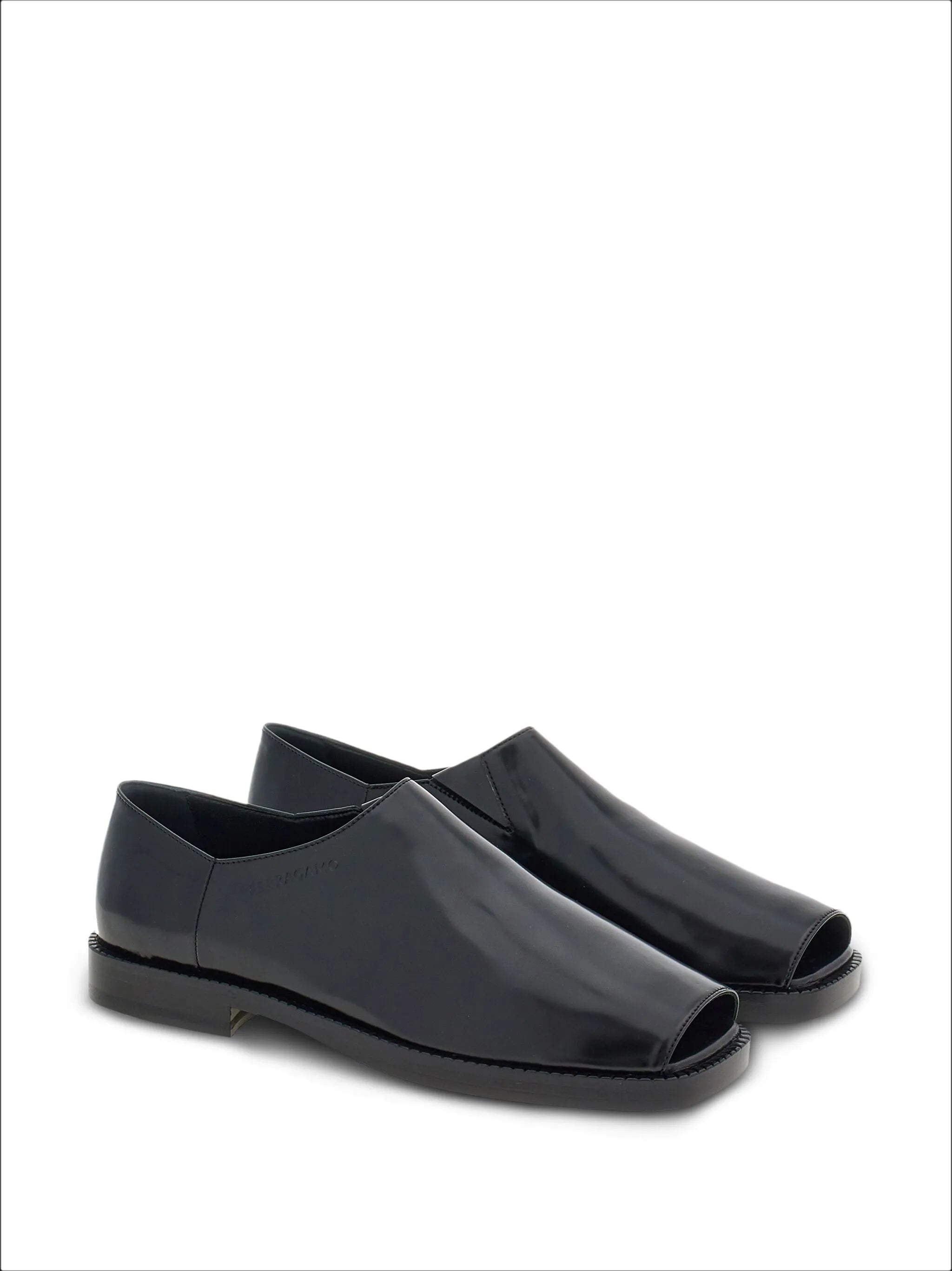 open-toe leather loafers