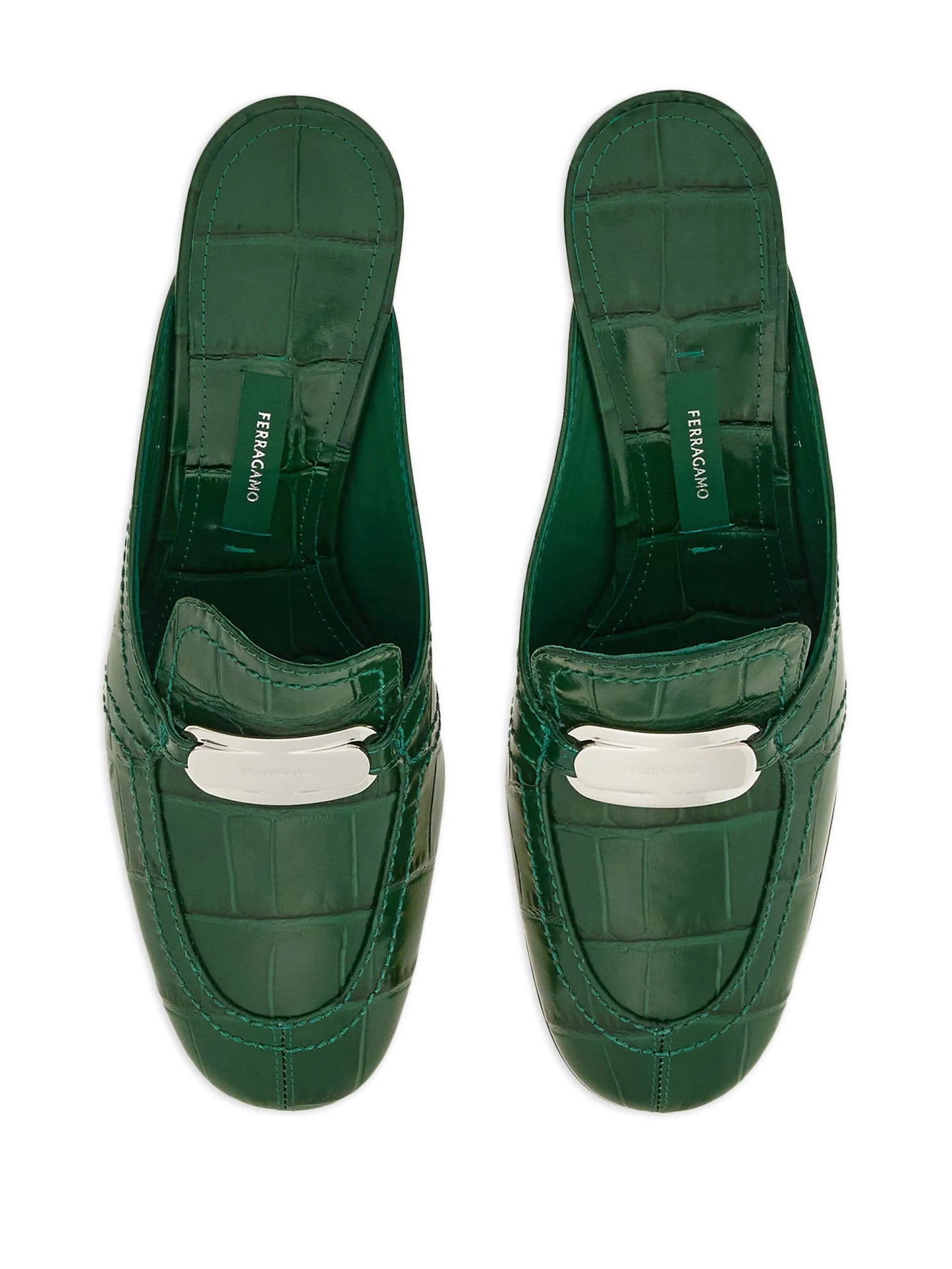 55mm crocodile-embossed buckled mules