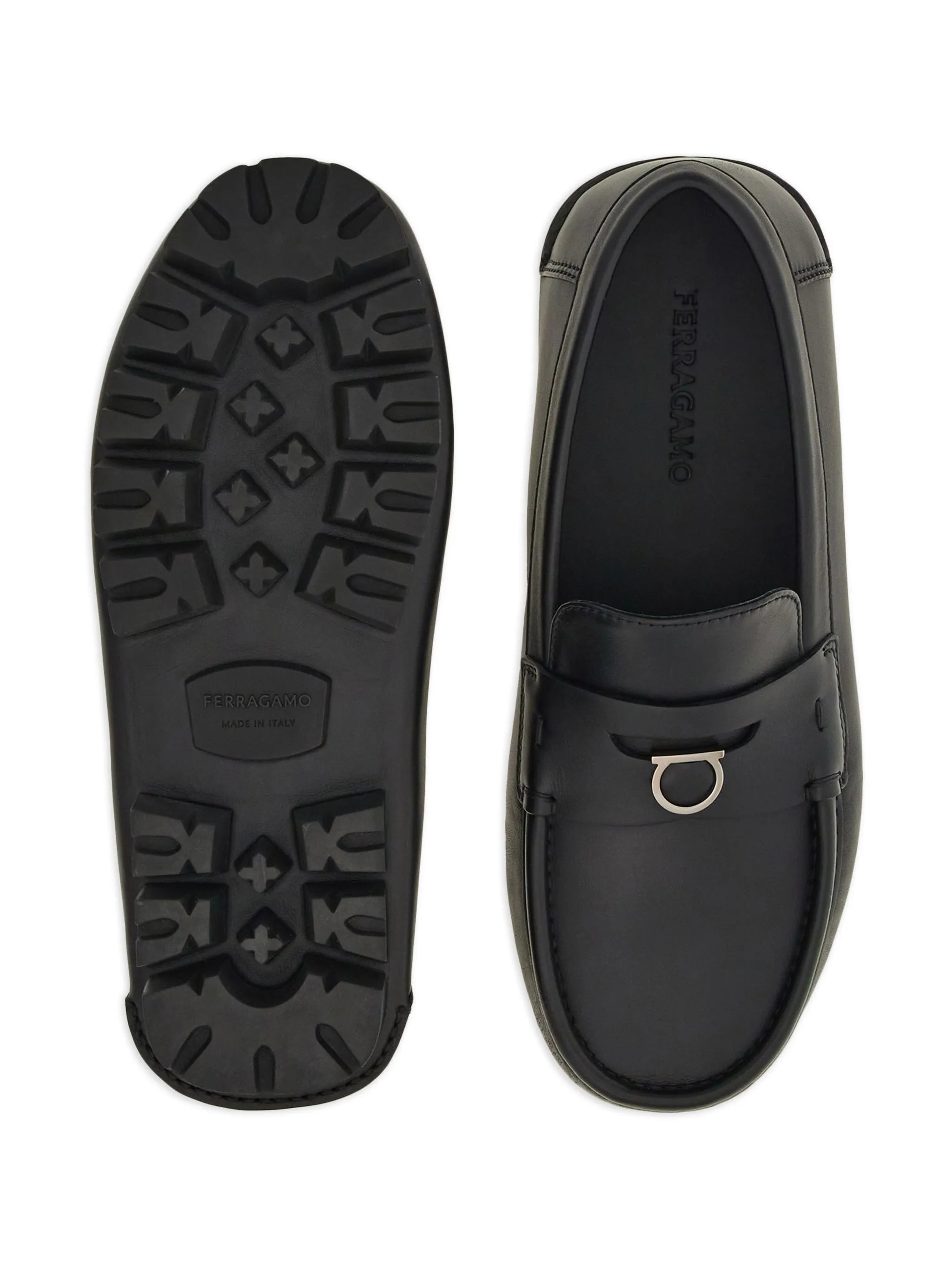 Gancini-plaque leather loafers