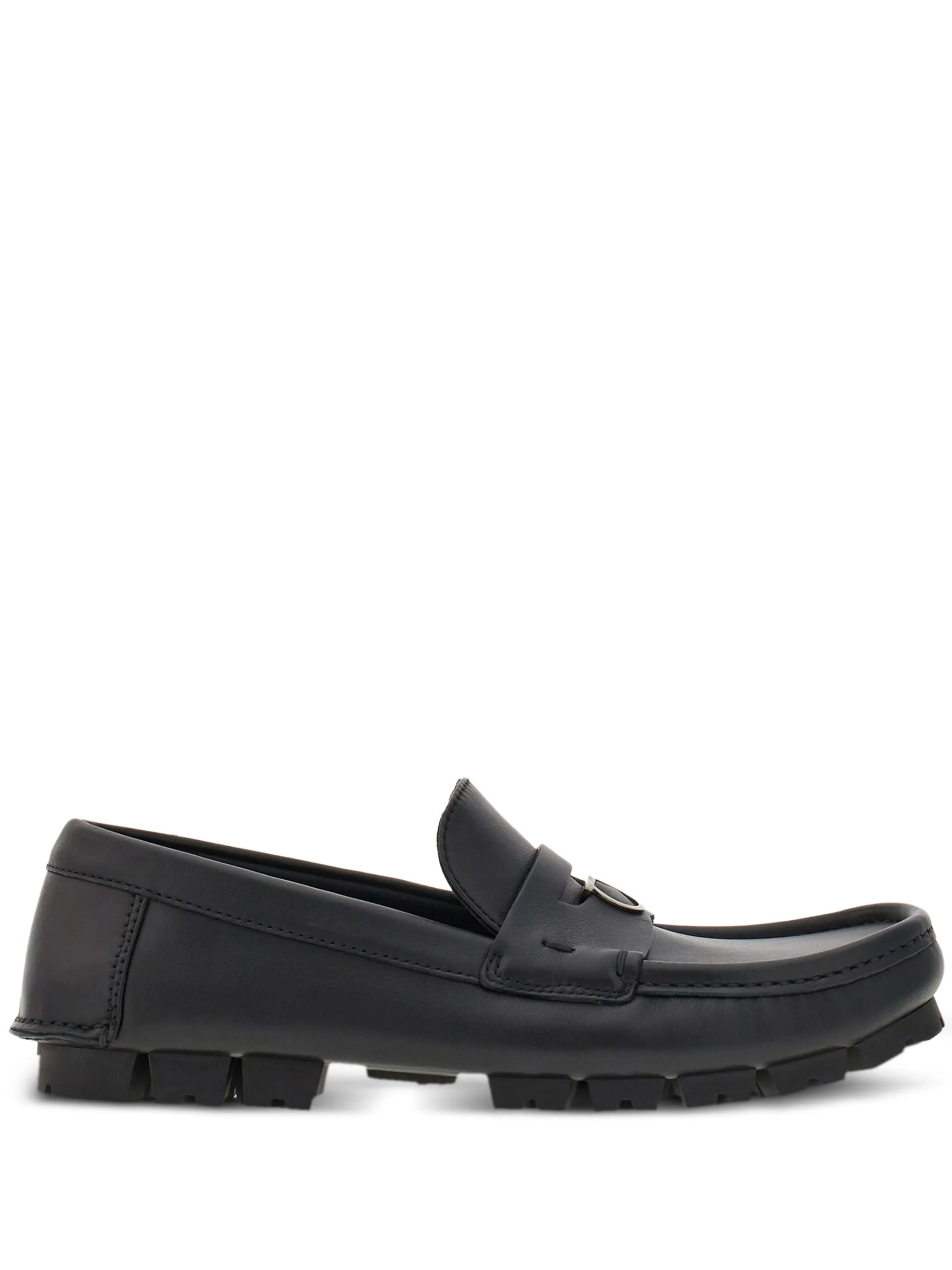 Gancini-plaque leather loafers