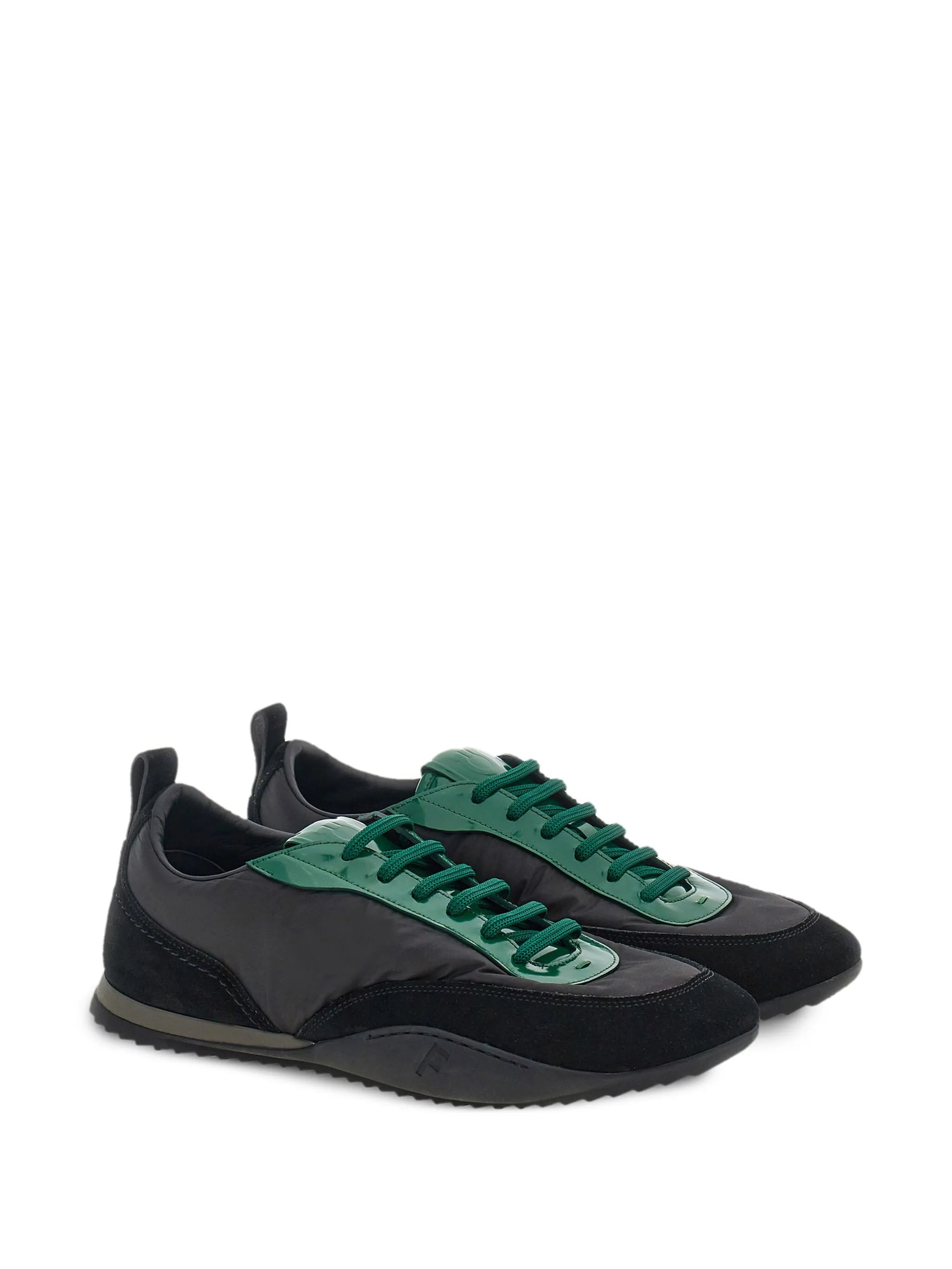 leather-trim lace-up sneakers
