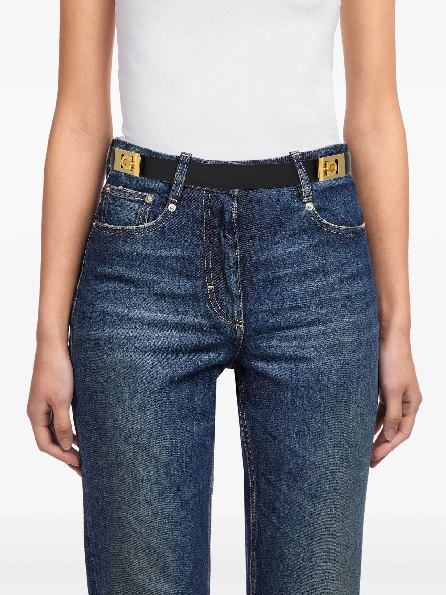 Gancini leather belt