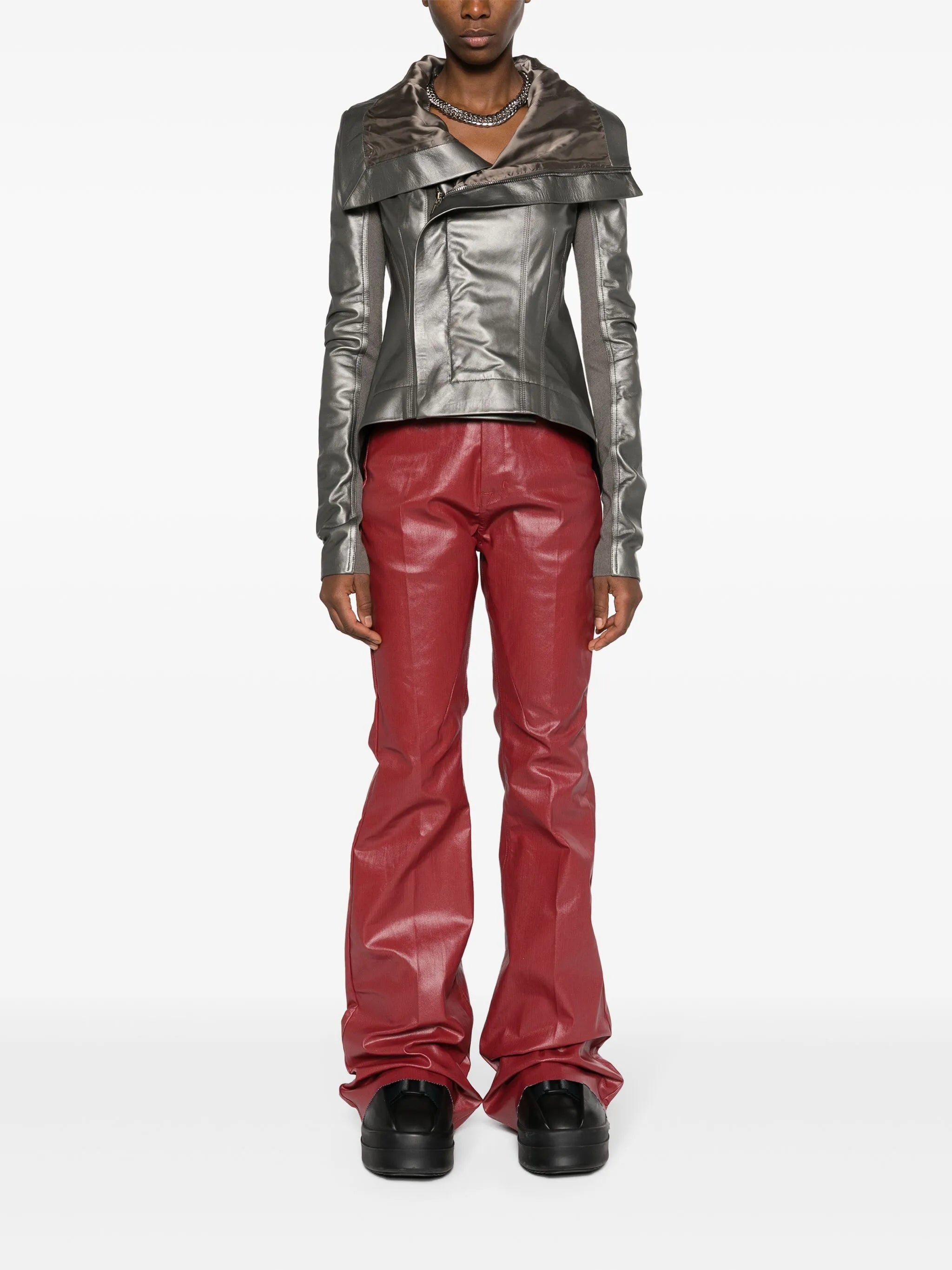 handkerchief-hem leather jacket
