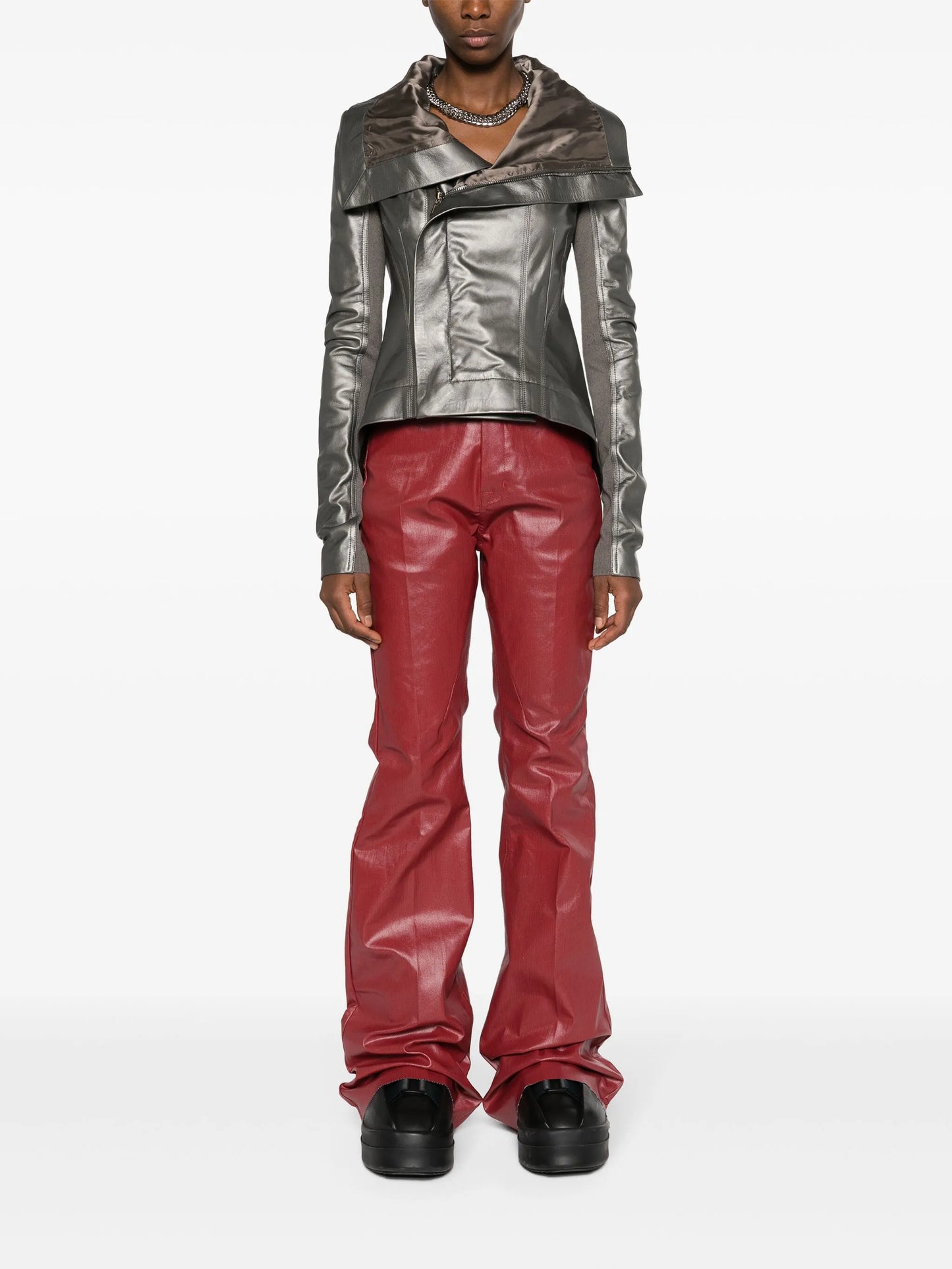 handkerchief-hem leather jacket