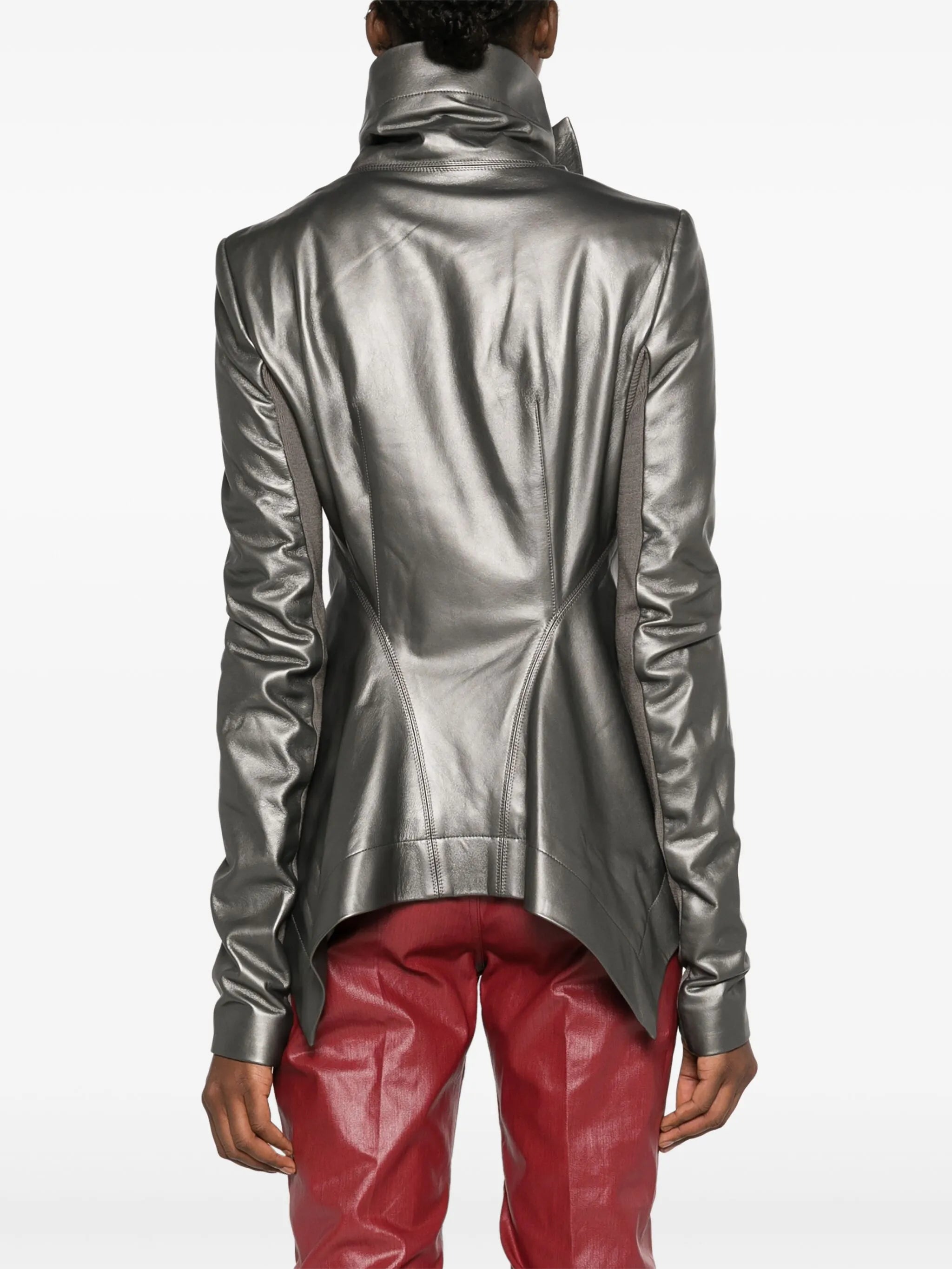handkerchief-hem leather jacket