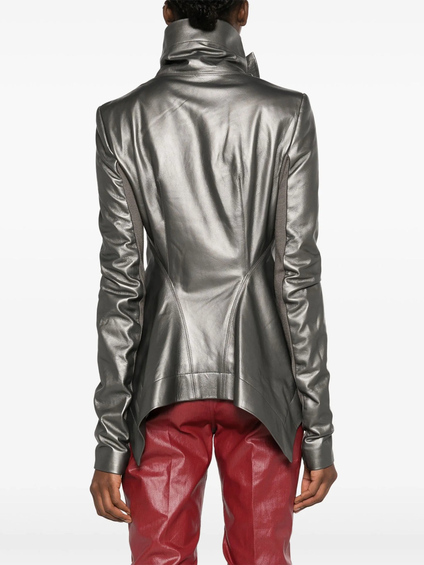 handkerchief-hem leather jacket