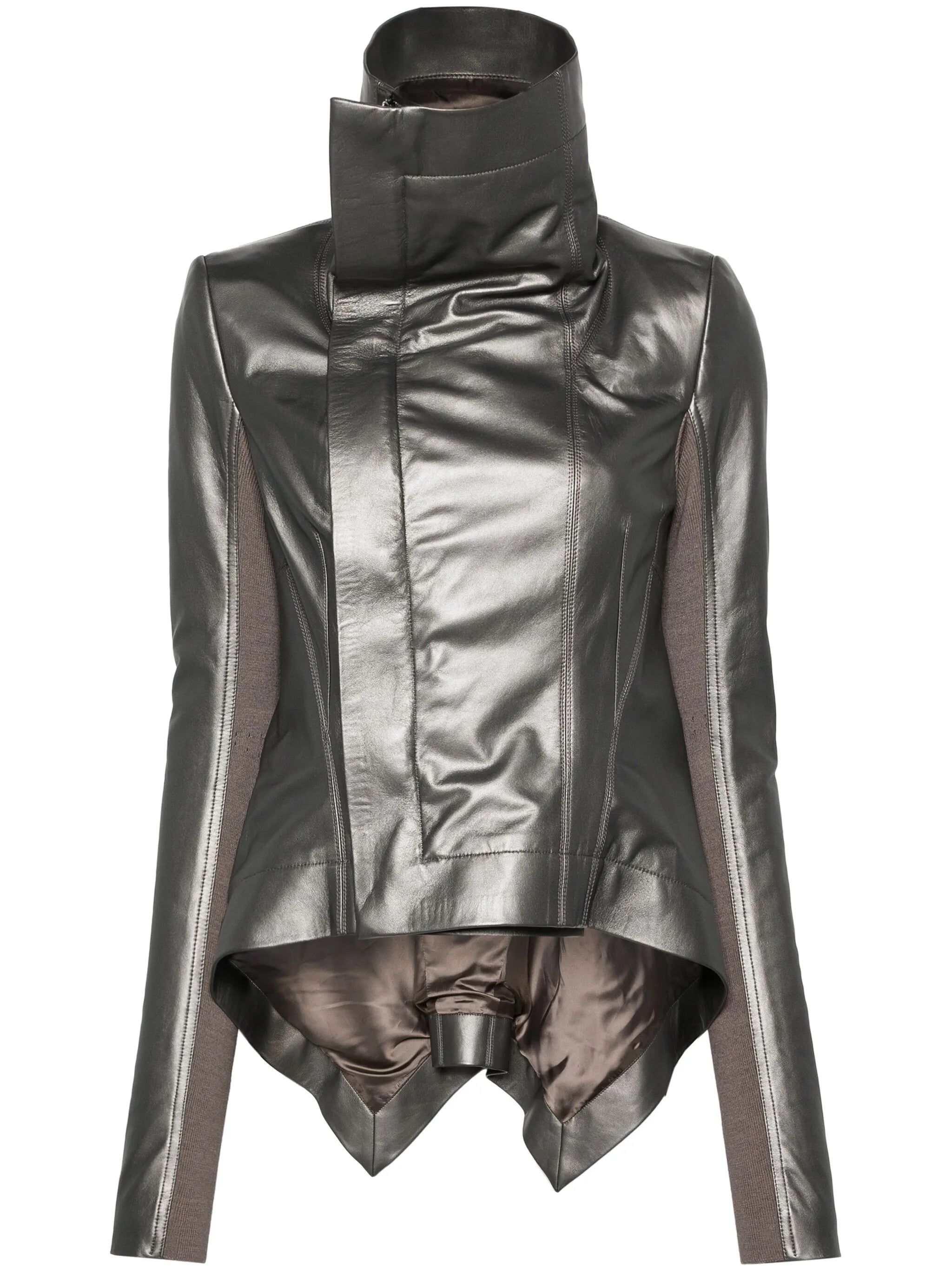 handkerchief-hem leather jacket