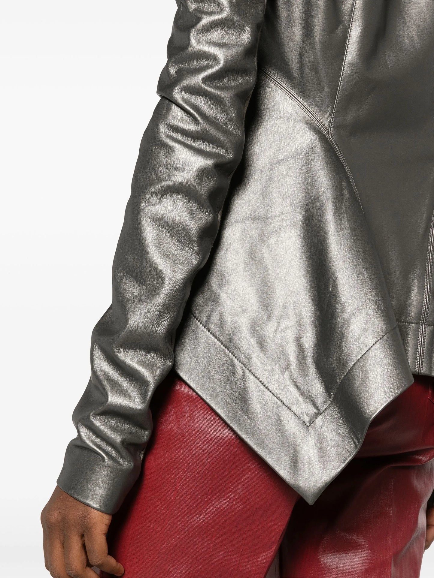 handkerchief-hem leather jacket