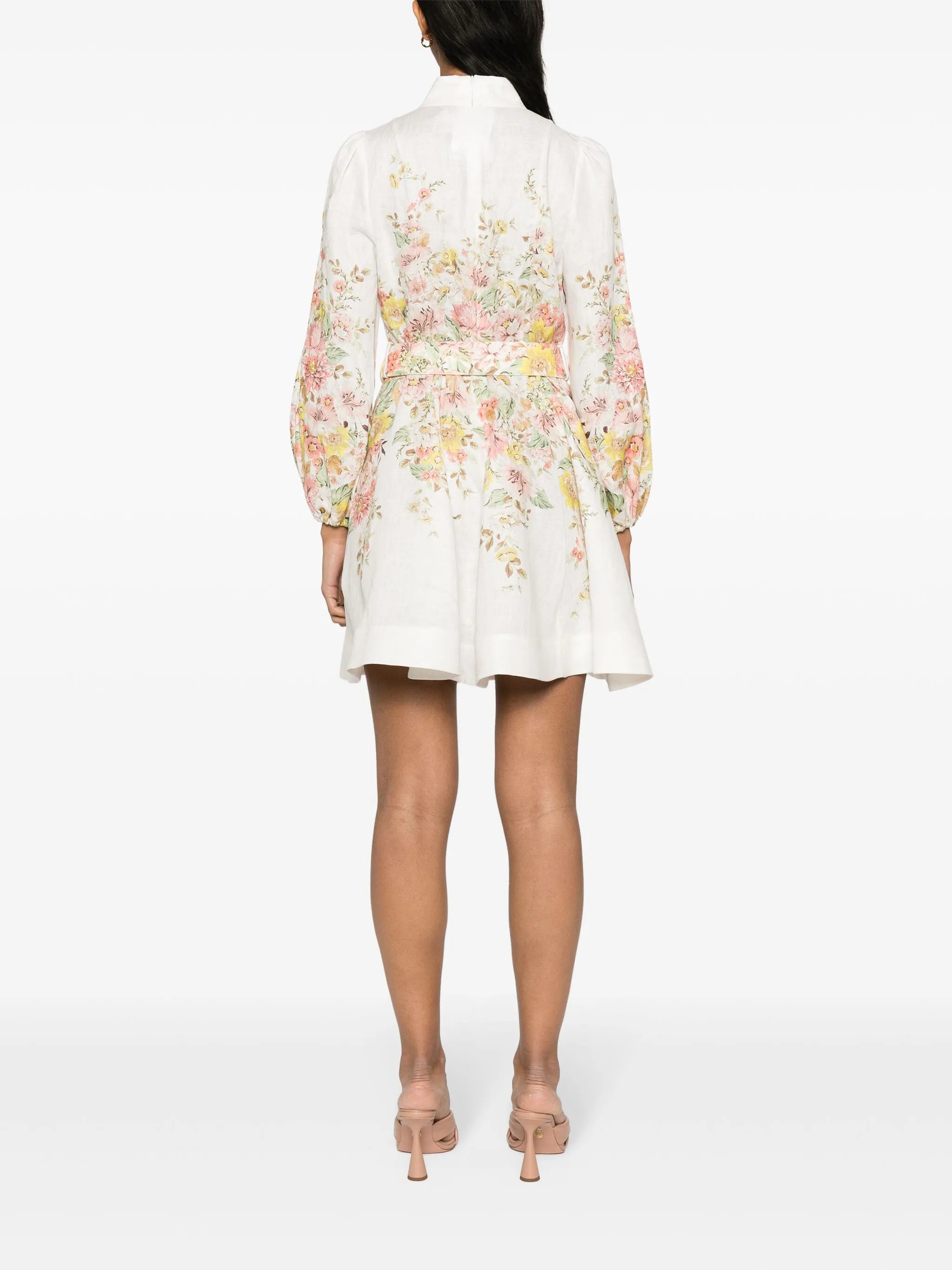 floral-print belted minidress