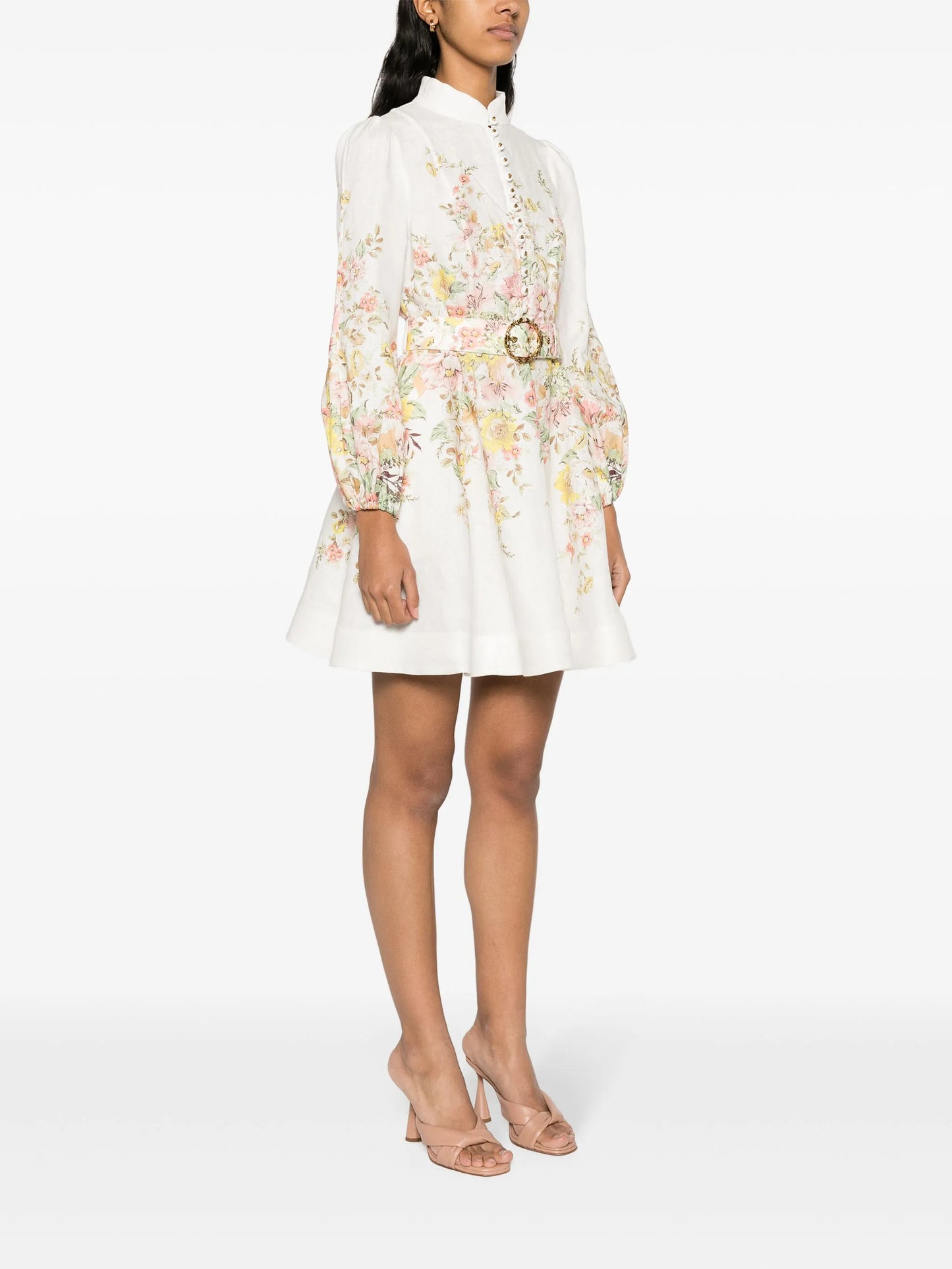 floral-print belted minidress