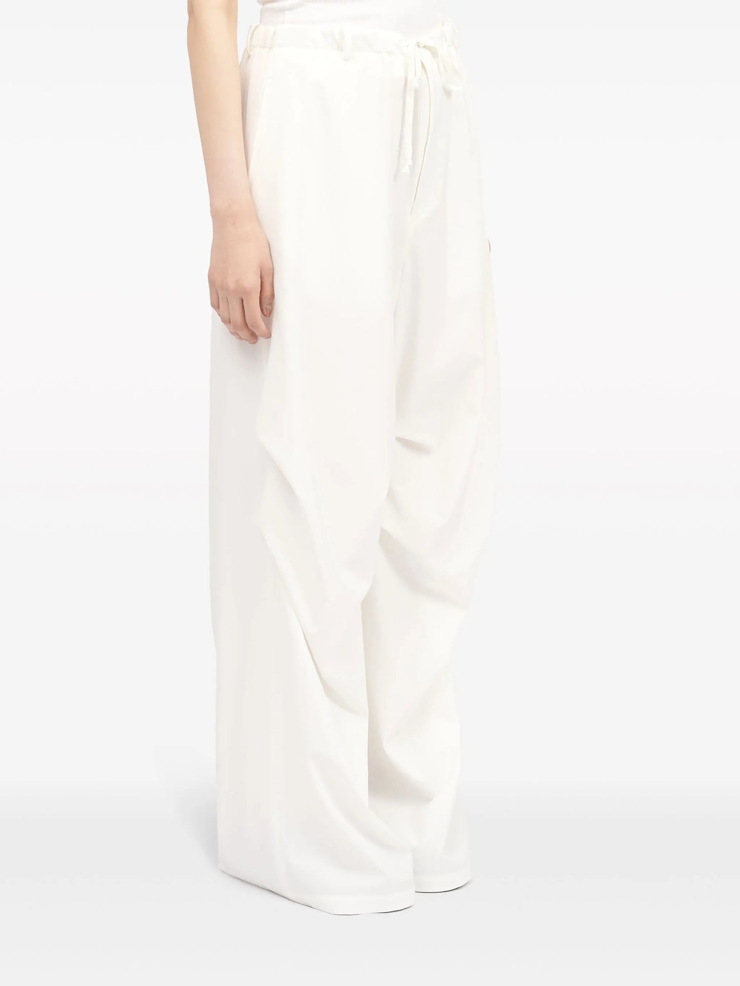 drawstring-waist wide-leg trousers