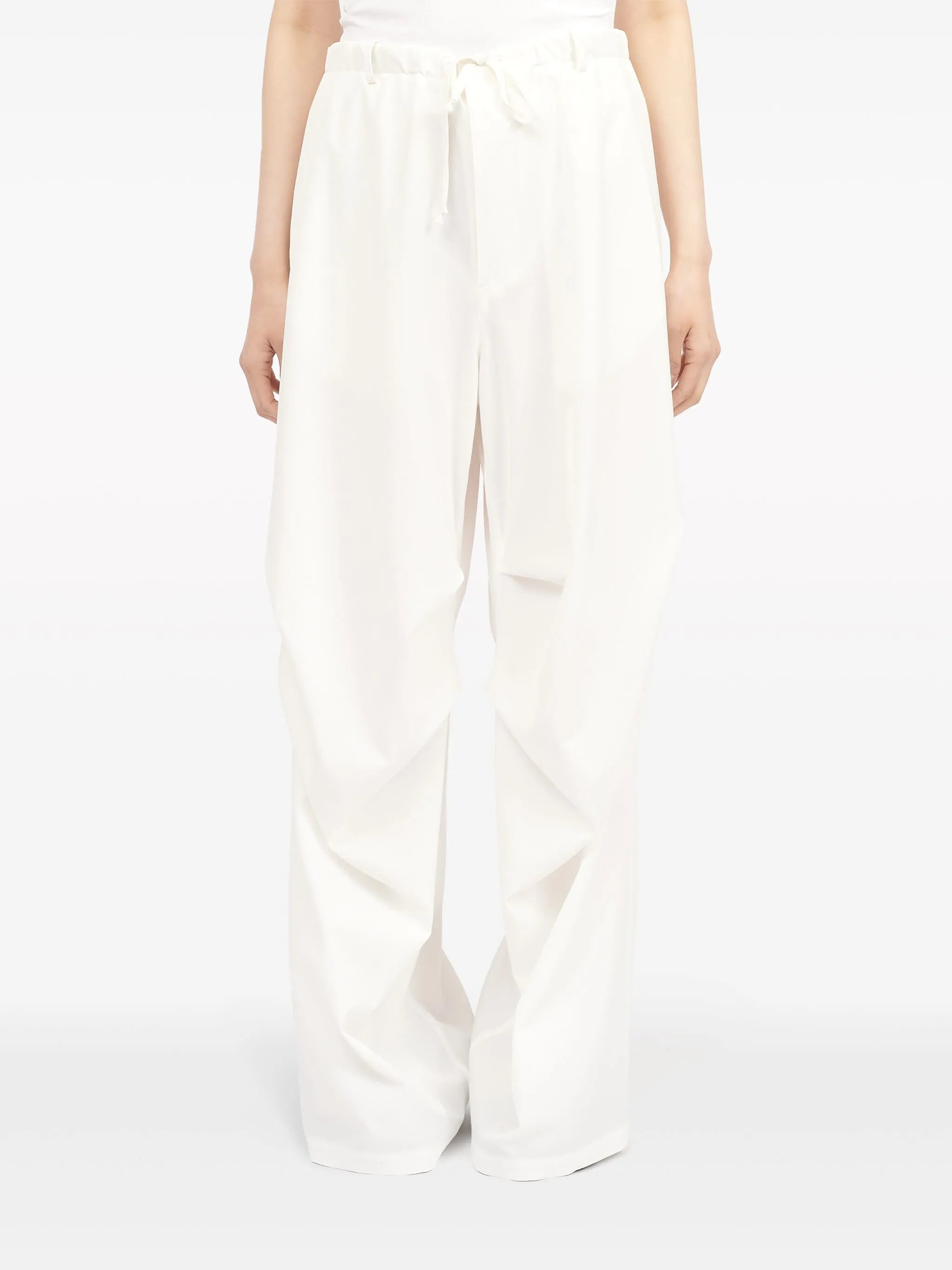 drawstring-waist wide-leg trousers