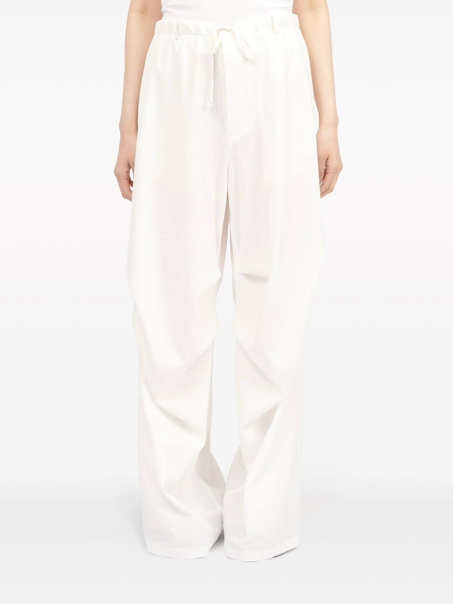 drawstring-waist wide-leg trousers