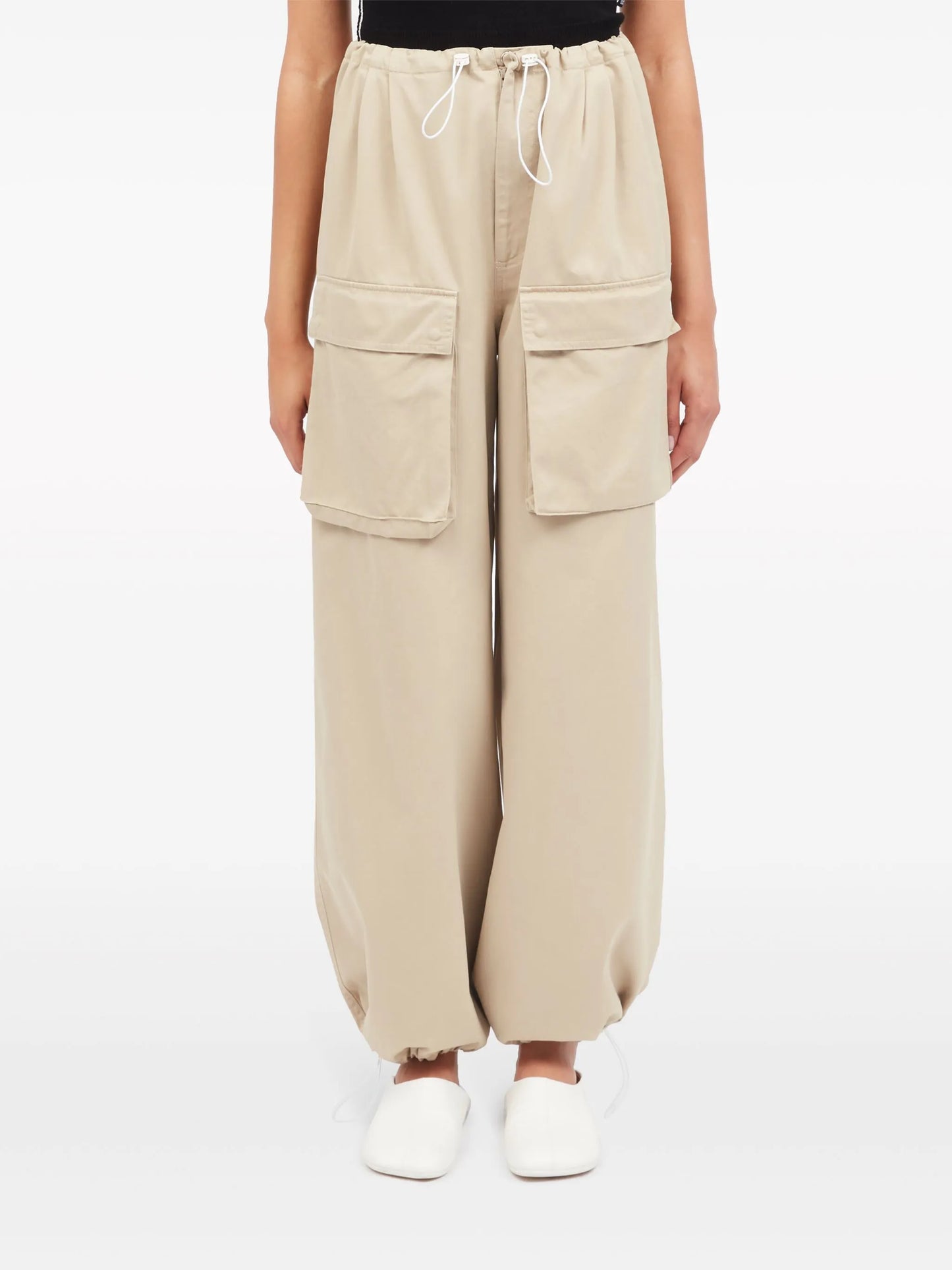 wide-leg cargo cotton trousers