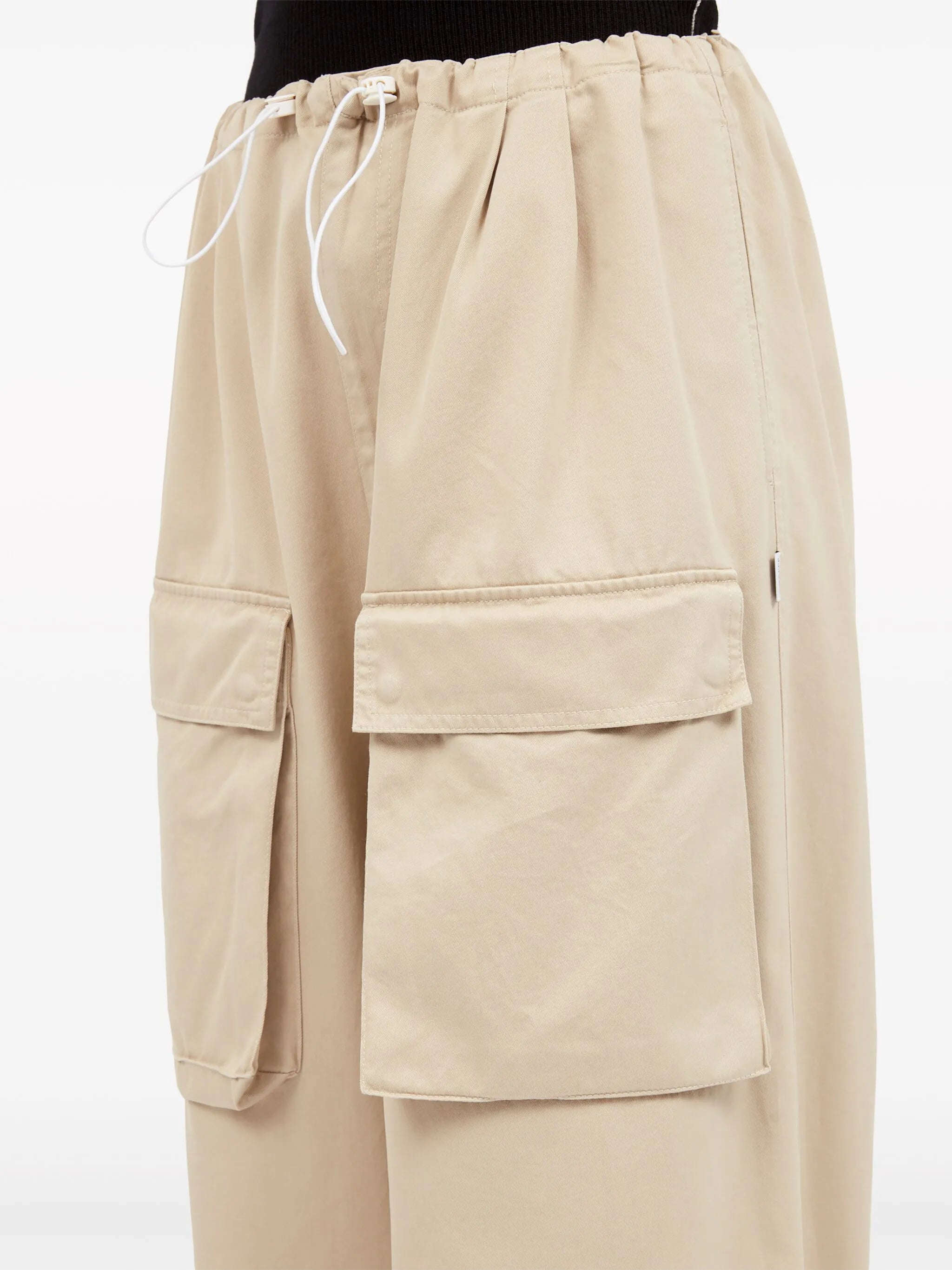 wide-leg cargo cotton trousers