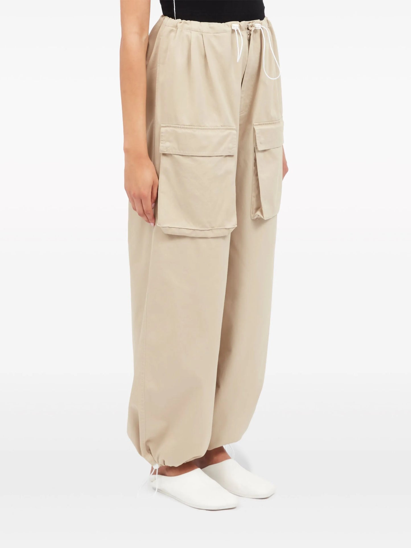 wide-leg cargo cotton trousers