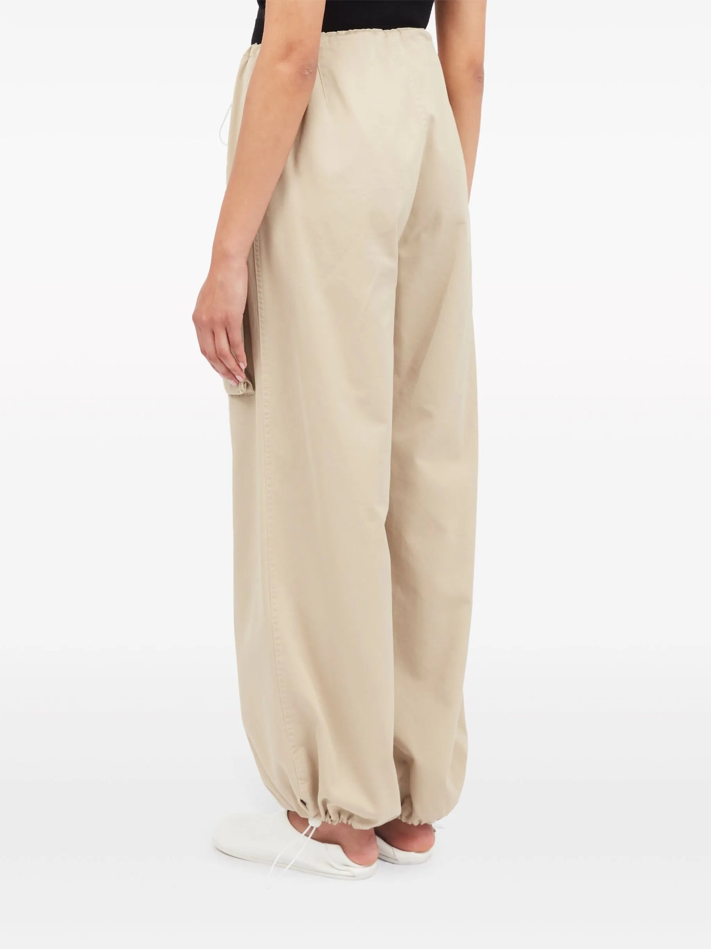wide-leg cargo cotton trousers