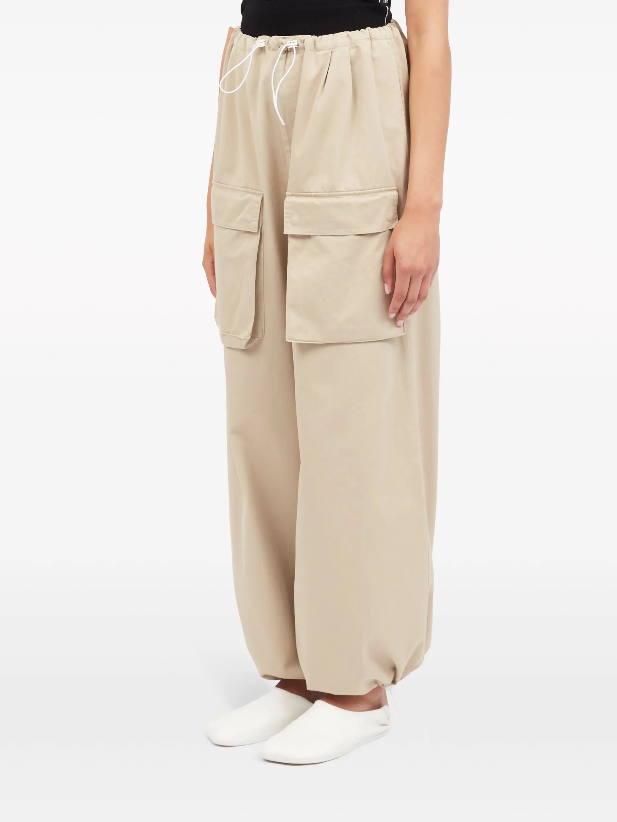 wide-leg cargo cotton trousers