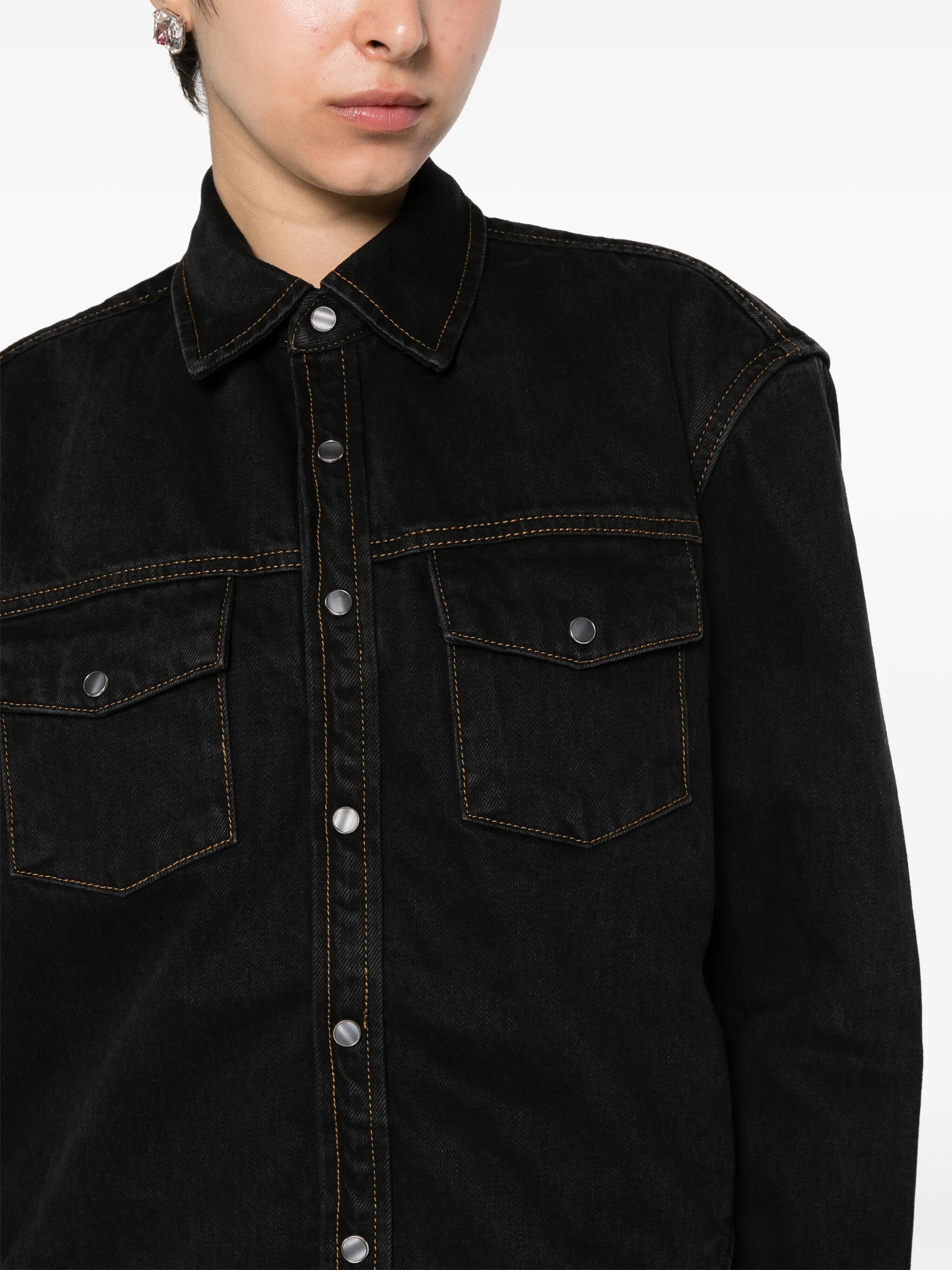 curved-hem denim jacket