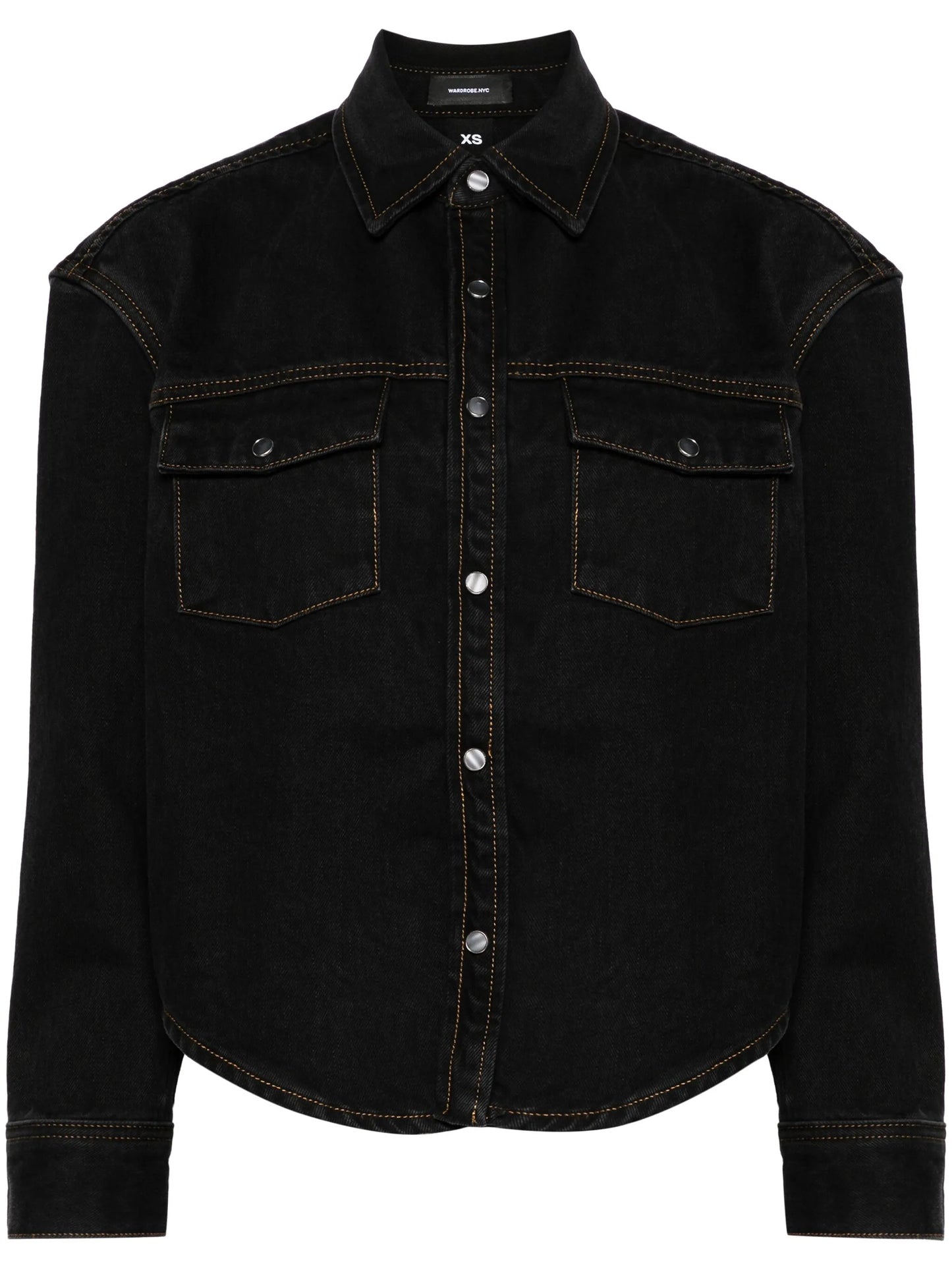 curved-hem denim jacket
