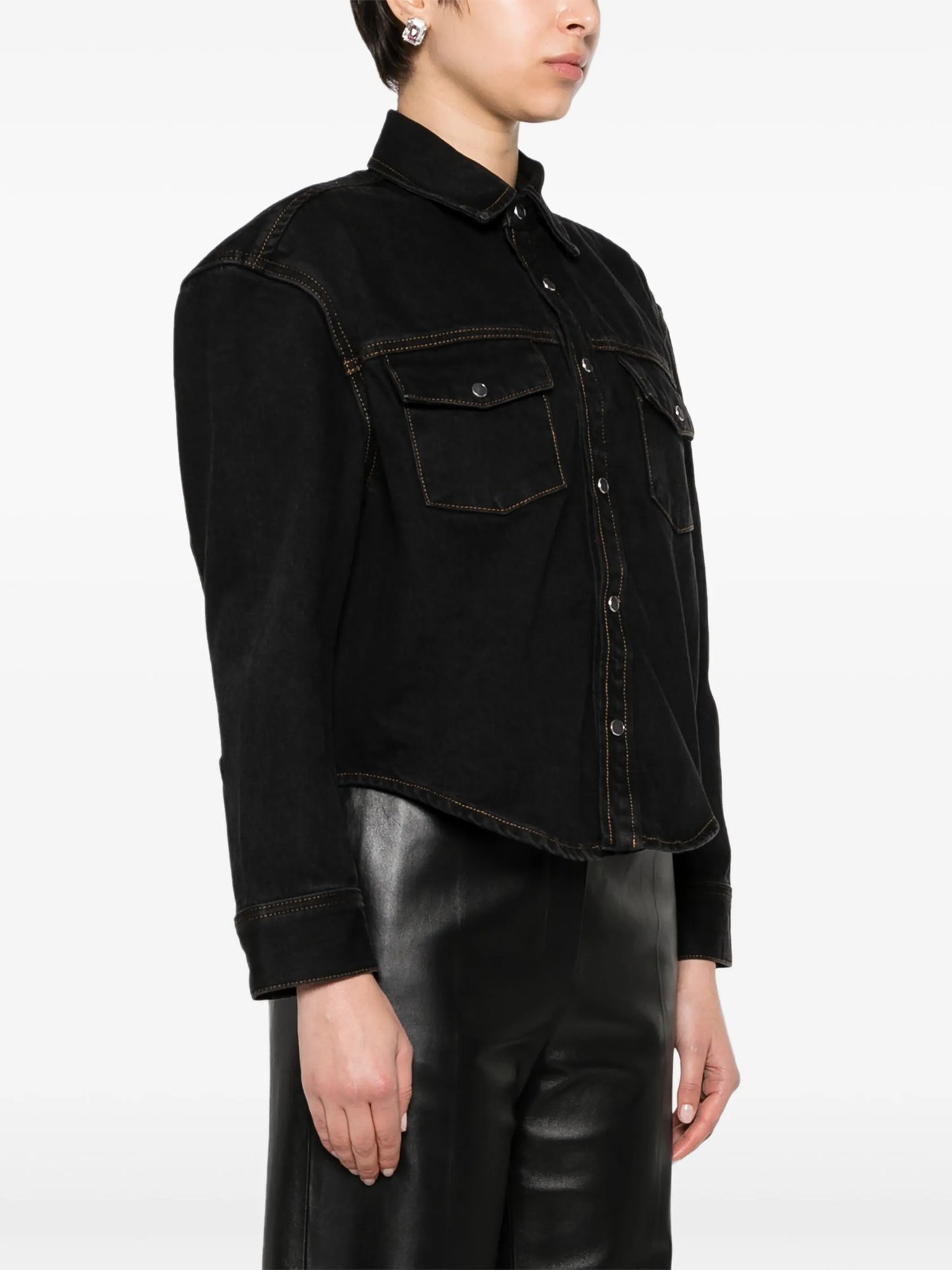 curved-hem denim jacket